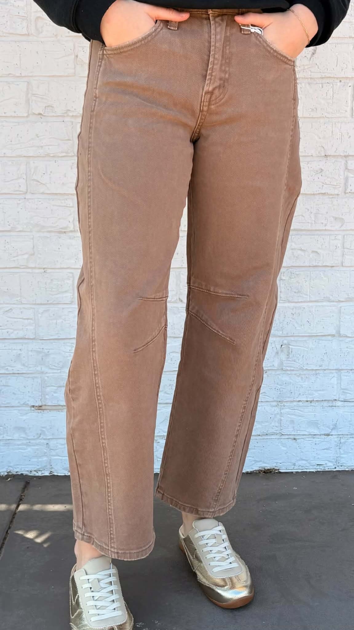 Flying Monkey High Rise Crop Barrel Jean in Stone F6225STN