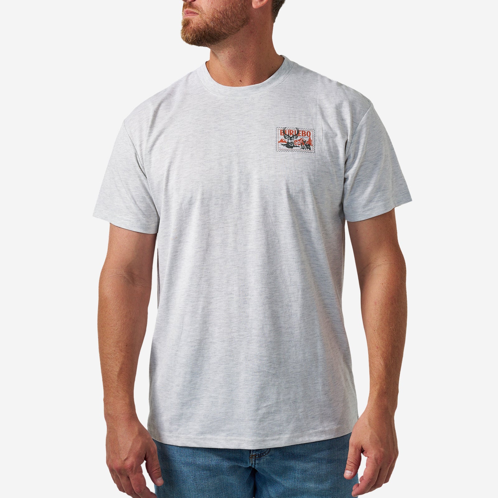 Burlebo Adult Short Sleeve Tee Buck Stamp Ash Grey