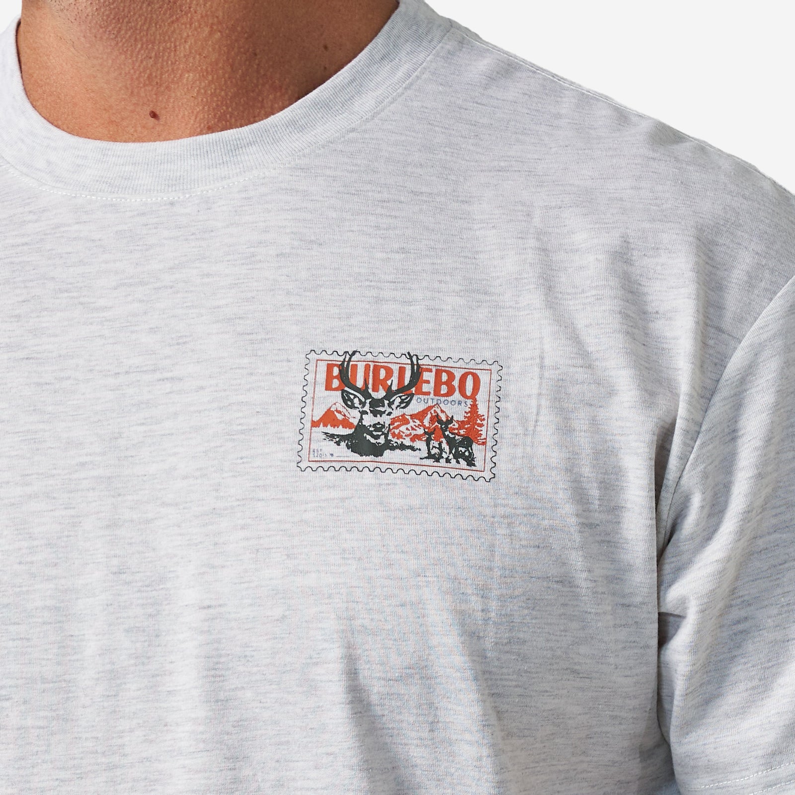Burlebo Adult Short Sleeve Tee Buck Stamp Ash Grey