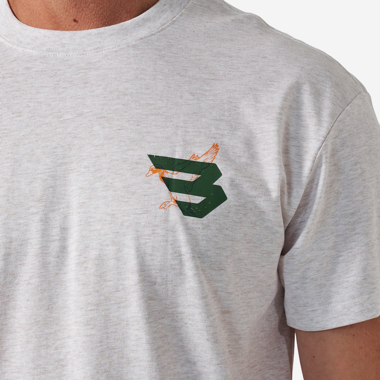 Burlebo Adult Short Sleeve Tee Duck Flying B Logo Oatmeal