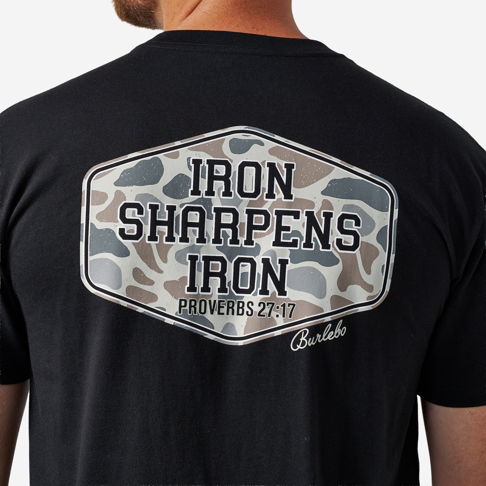 Burlebo Adult Short Sleeve Tee Iron Sharpens Iron Black