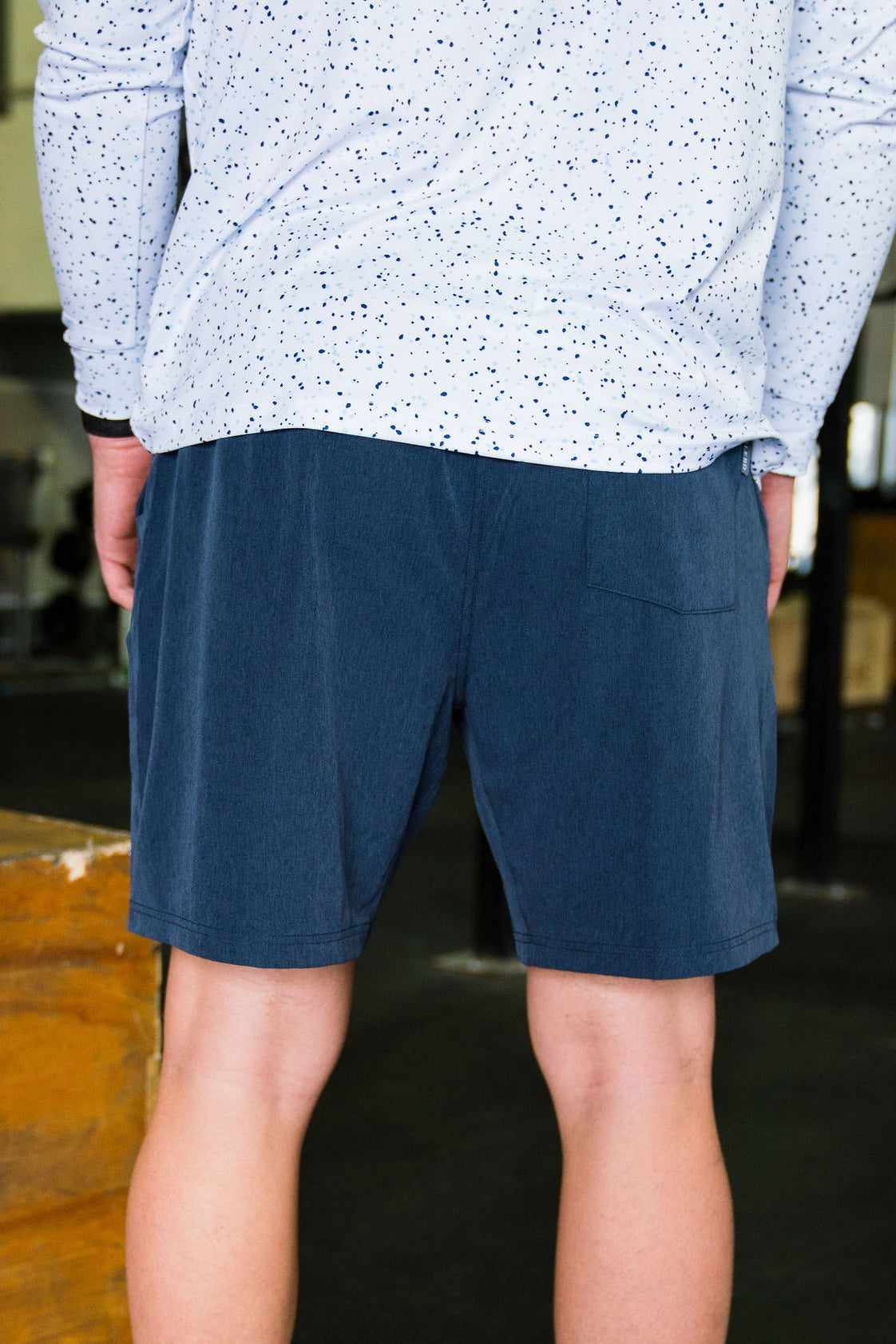 Burlebo Athletic Shorts - Heather Navy - American Flag Liner