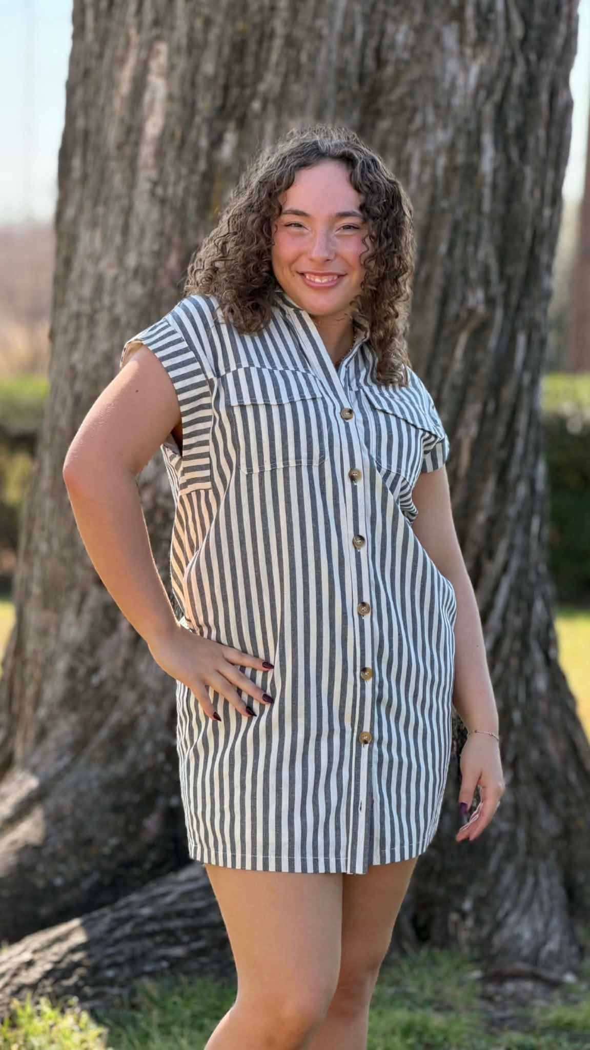 Classic Charm Button-Down Mini Dress in 2 Colors