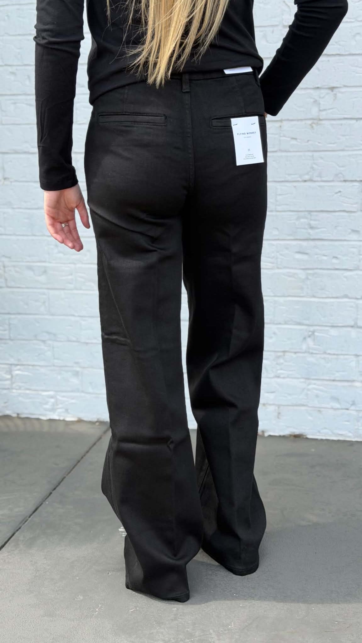 Flying Monkey High Rise Trouser Black Wide Leg F6402