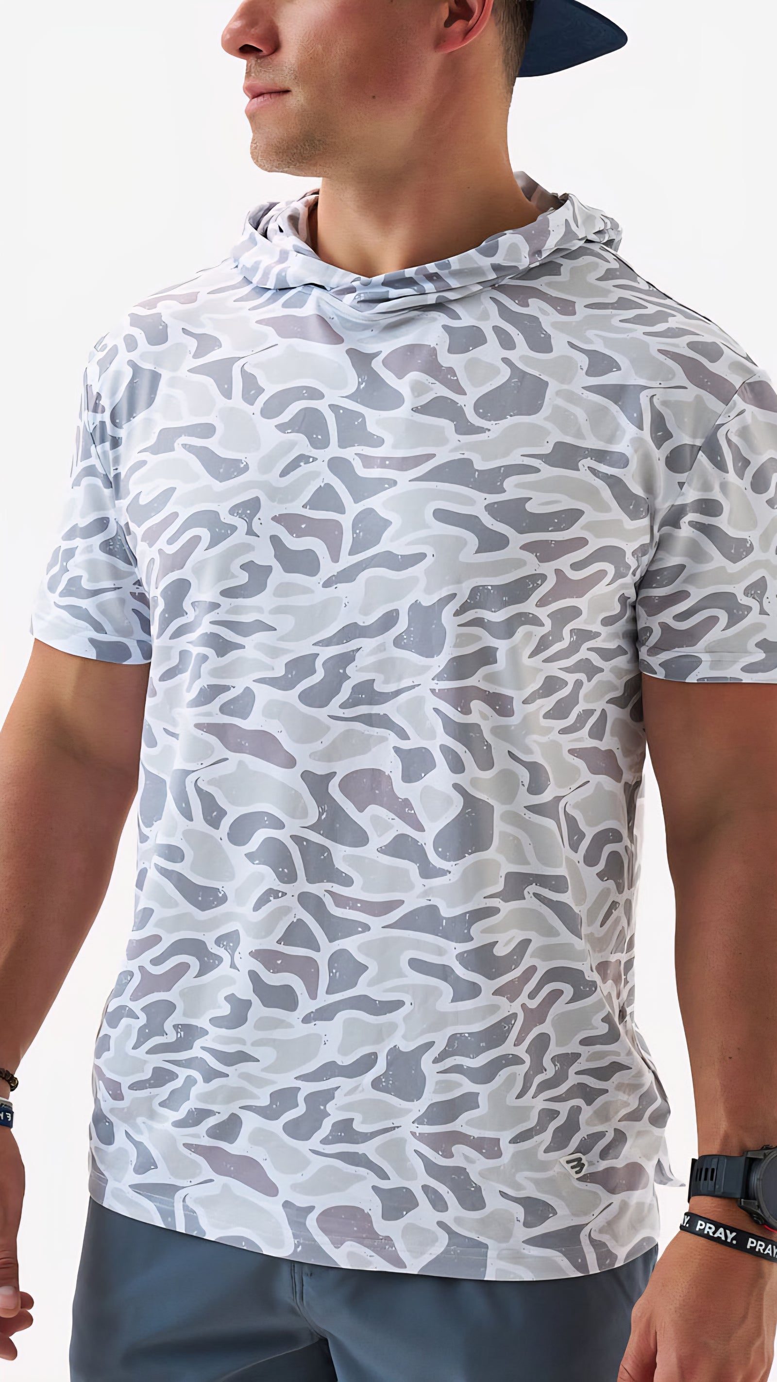 Burlebo Short Sleeve Performance Hoodie White Camo