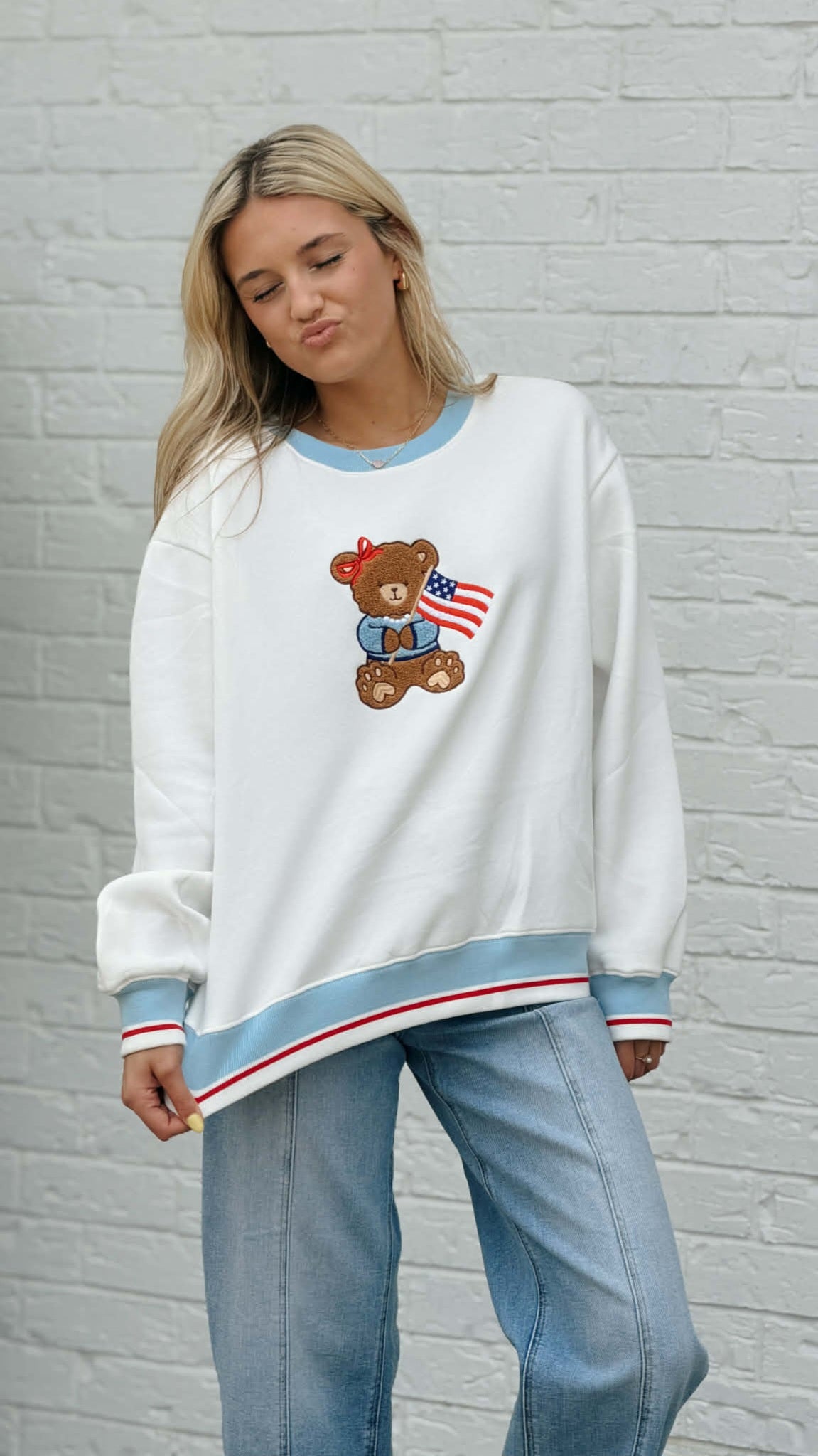 Star Spangled Bear Oversized Crew