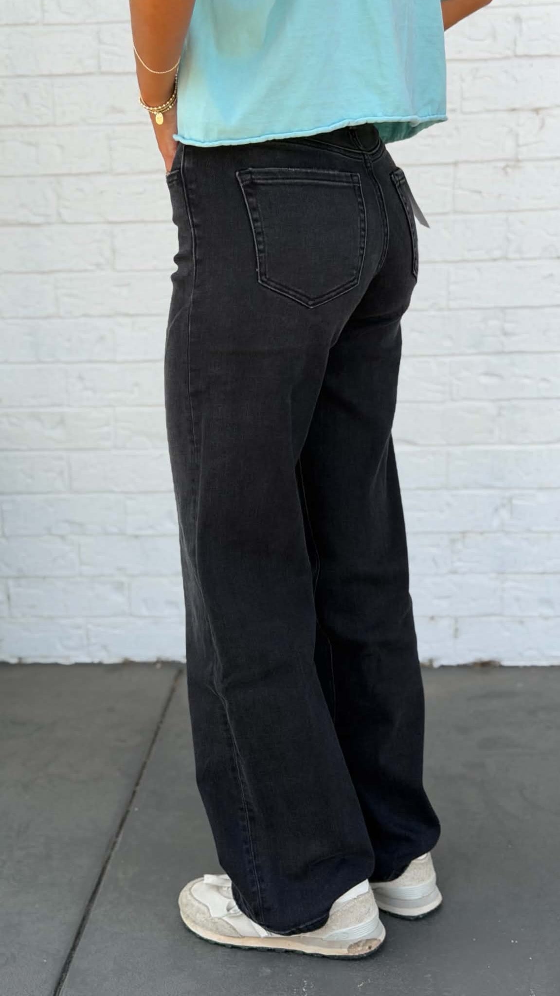 Flying Monkey High Rise Loose Fit Jeans Black F5296