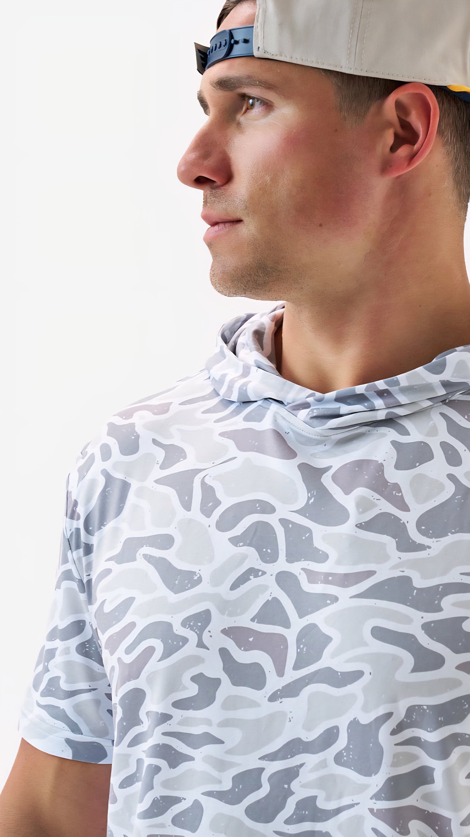 Burlebo Short Sleeve Performance Hoodie White Camo