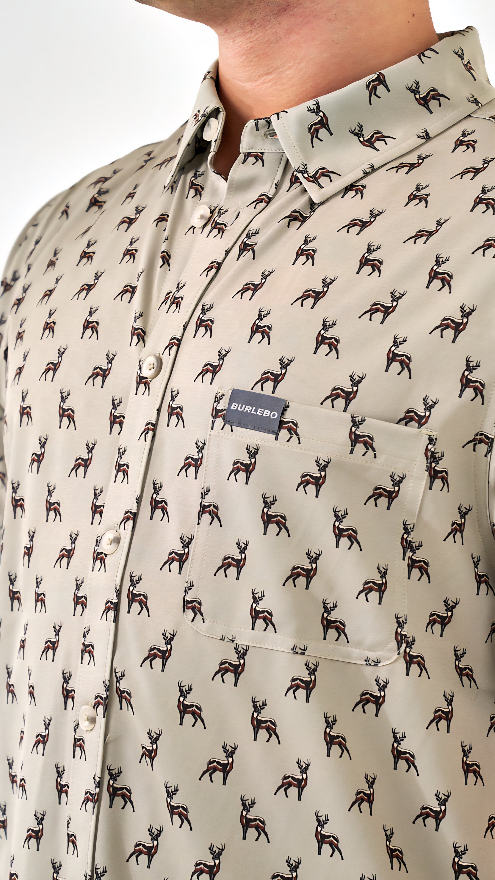 Burlebo Performance Button Up Whitetail Deer Green