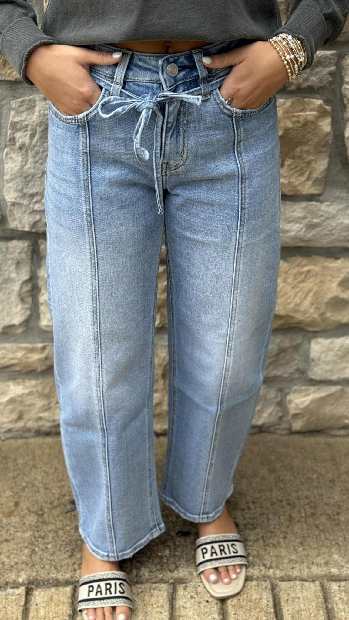 Lovervet High Rise Wide Barrel with Waist Tie LV1896