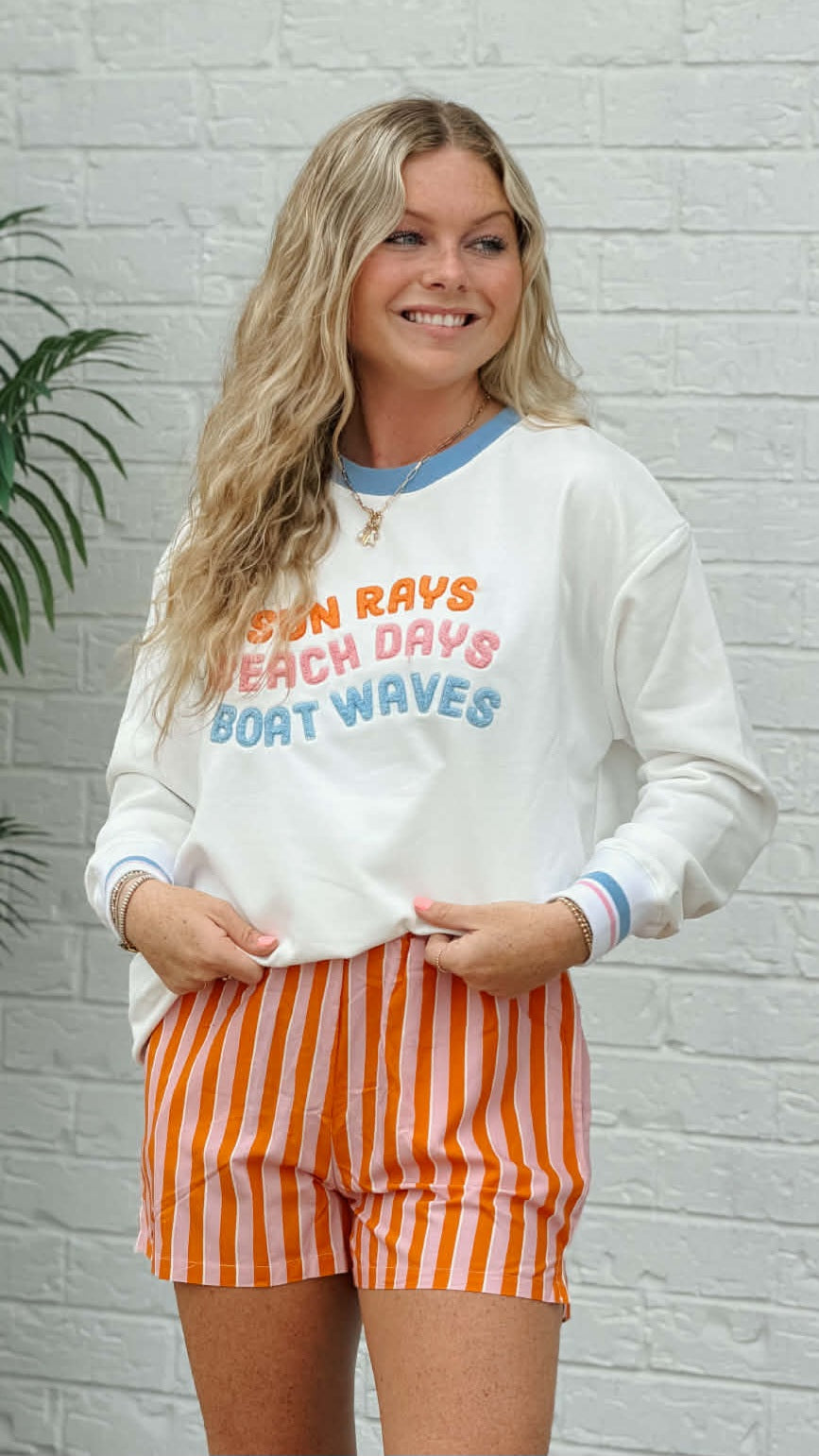 Sunrays, Beach Days, Boat Waves Oversized Crew