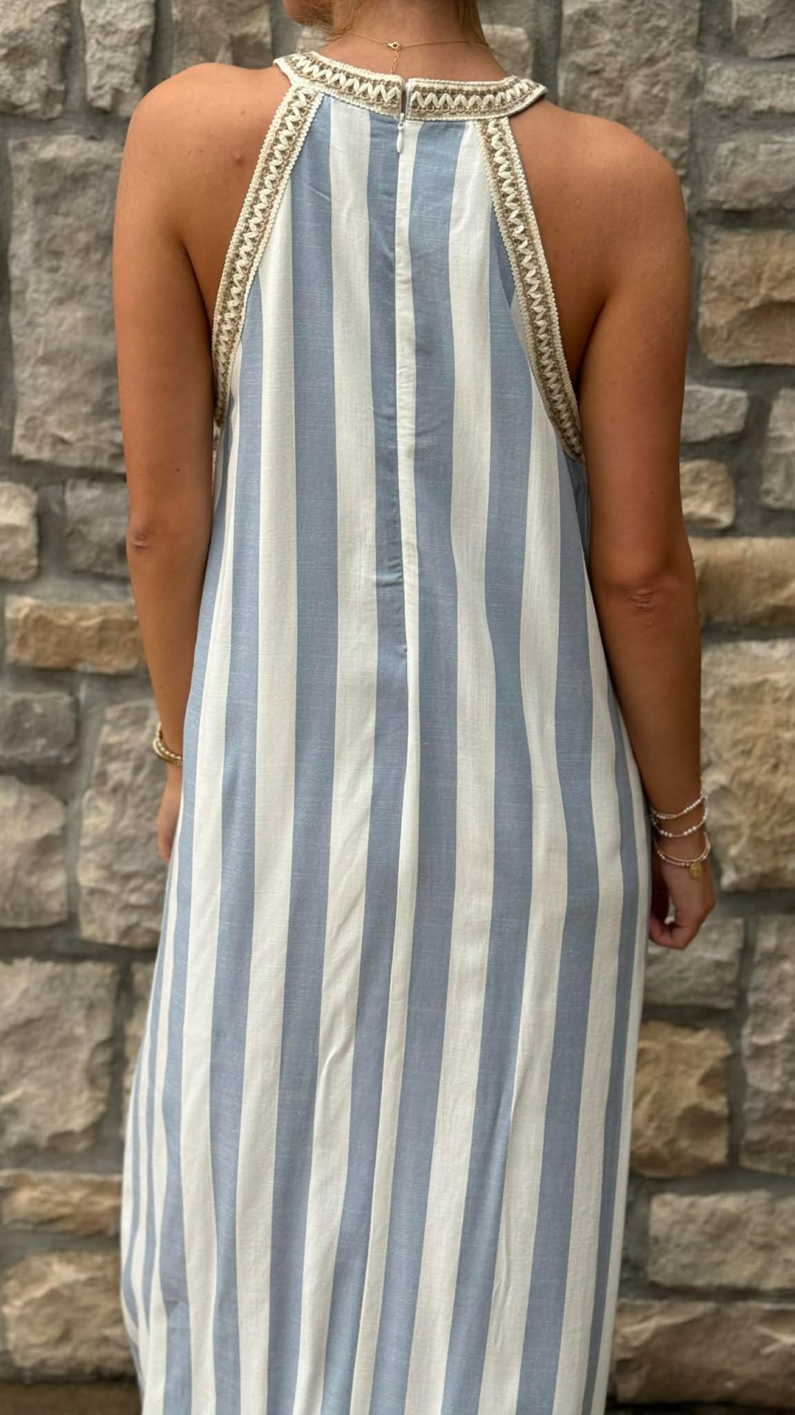 Timeless Trim Halter Maxi Dress with Pockets in 2 Colors