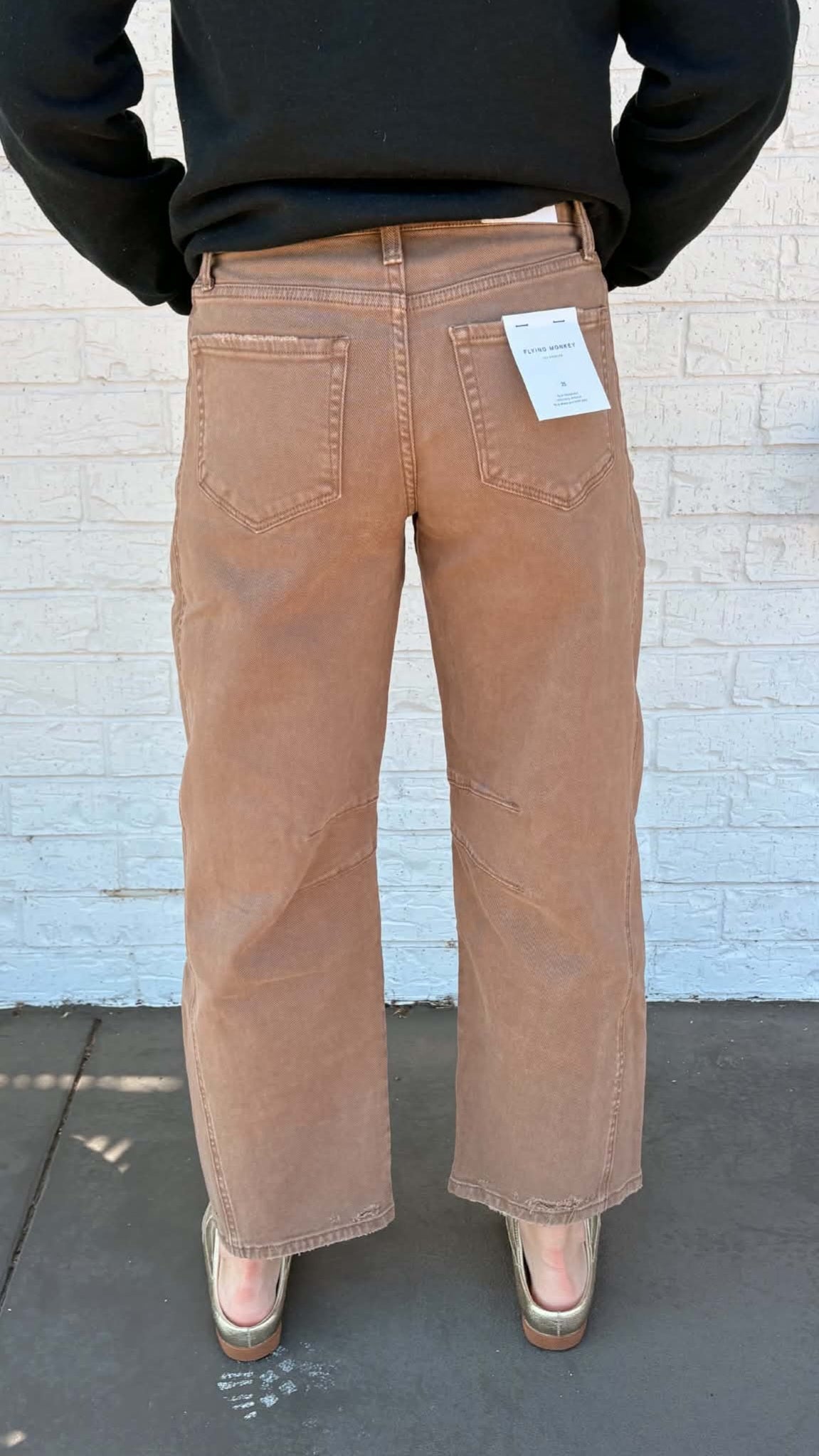 Flying Monkey High Rise Crop Barrel Jean in Stone F6225STN