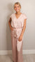 V-Neck Jumpsuit with Waist Tie in Mauve