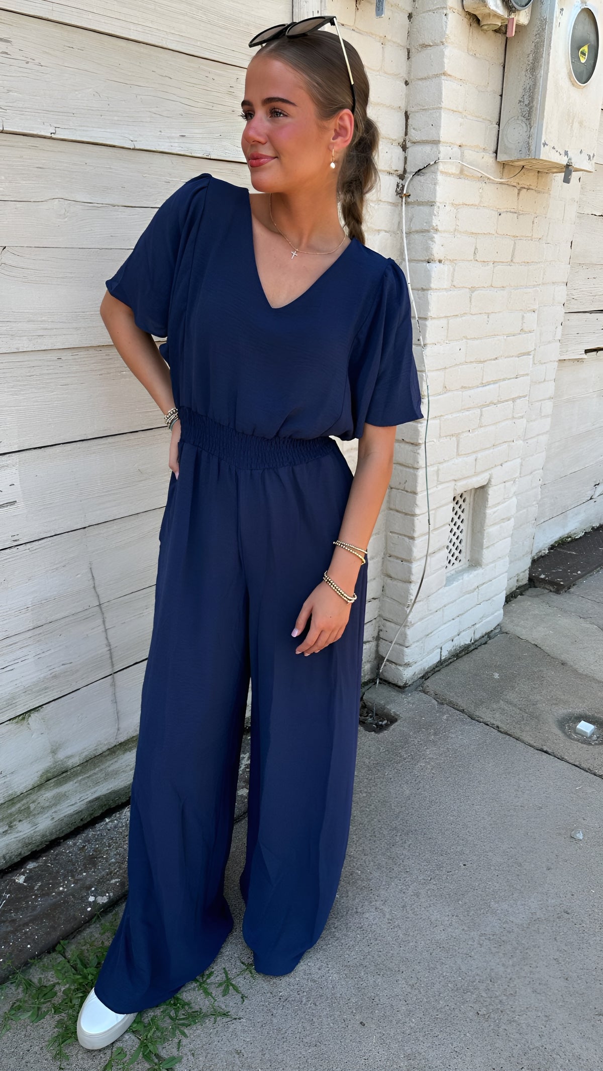 Flounce Sleeve Wide Leg Jumpsuit