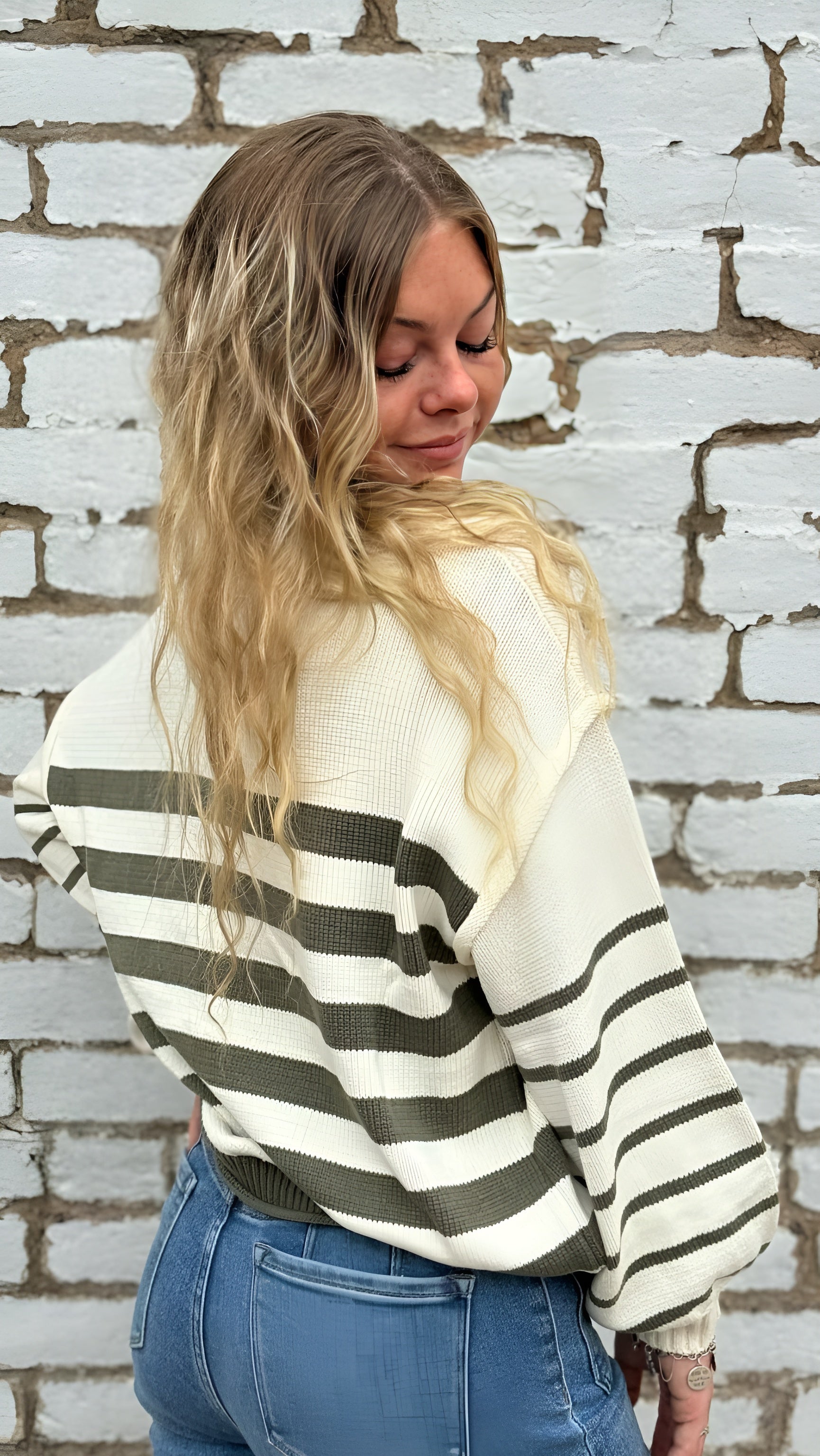 Long Sleeve Striped Sweater Top in 2 Colors