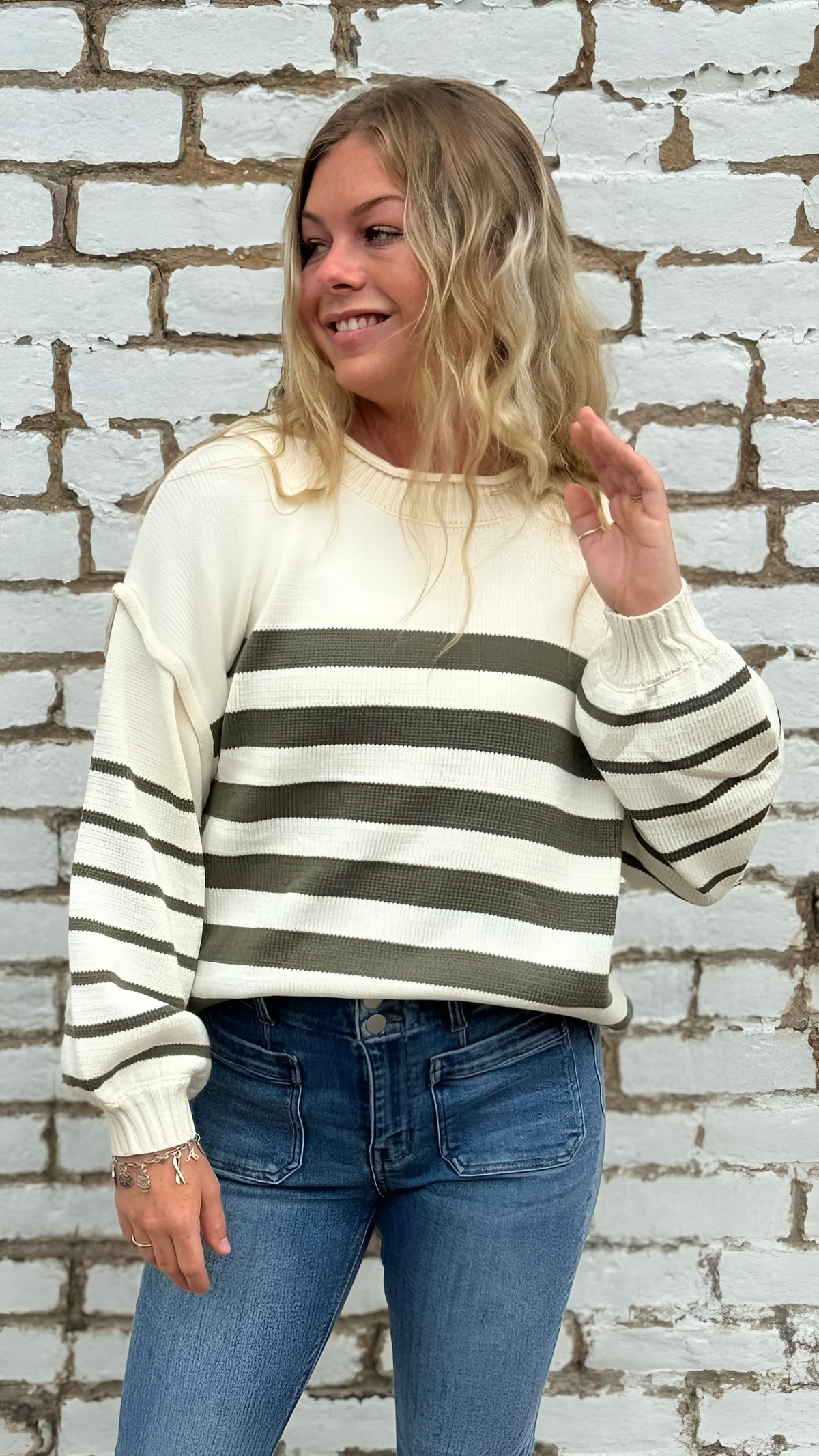 Long Sleeve Striped Sweater Top in 2 Colors