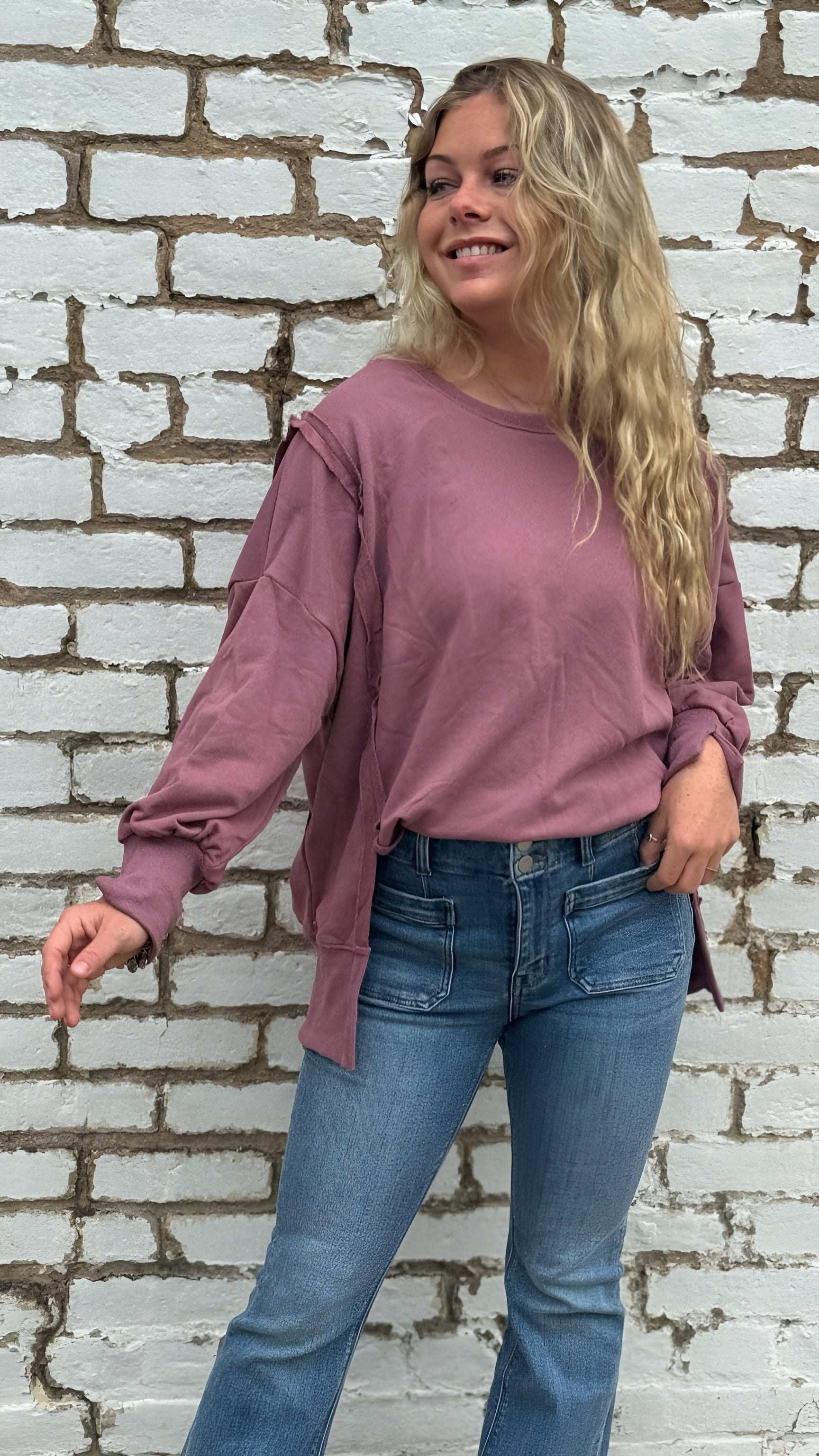 Long Sleeve Over Size Sweat Shirt in 2 Colors