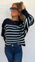 Striped Long Sleeve Sweater Top in Navy