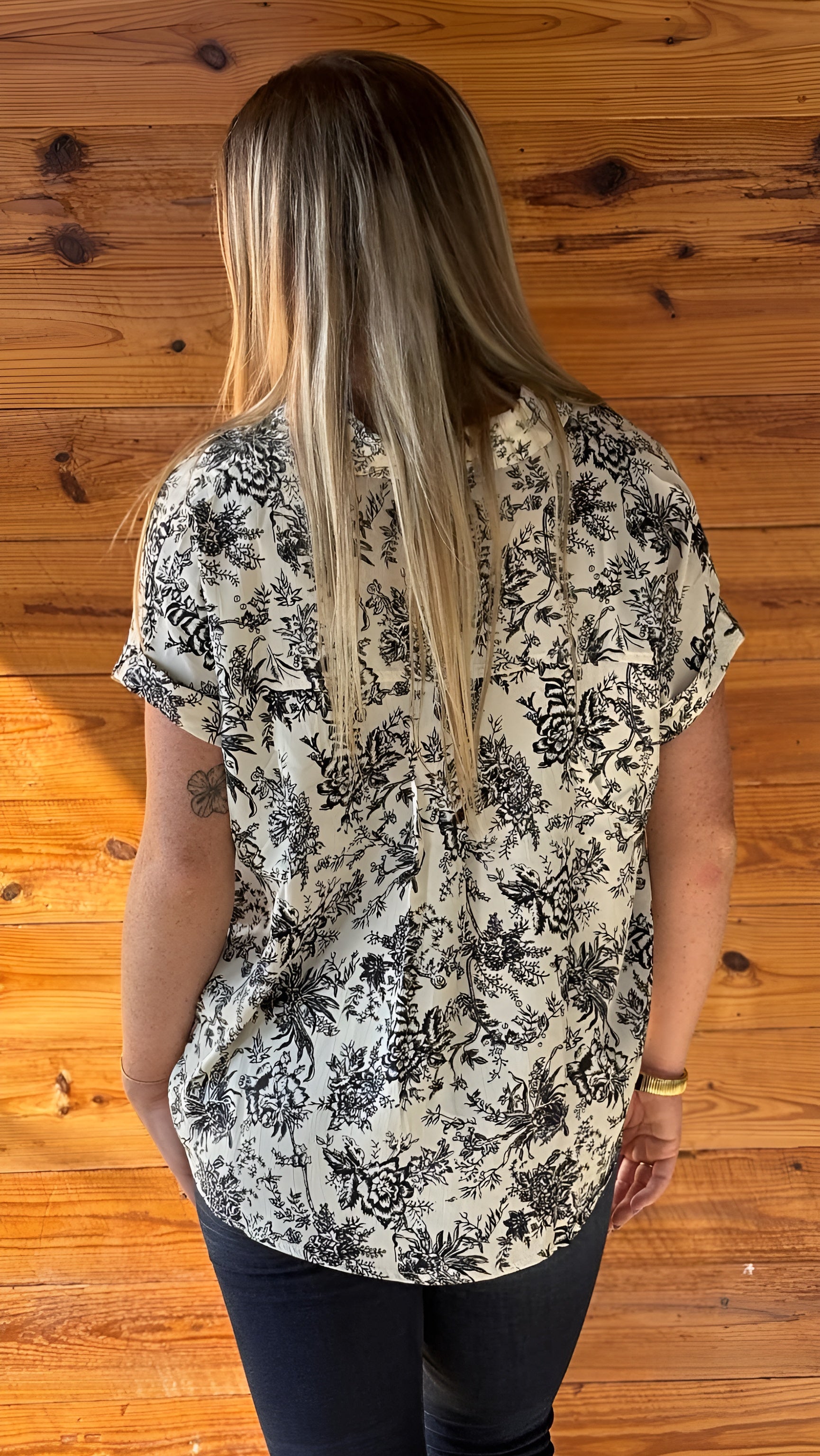 Drop Shoulder Floral Print Top