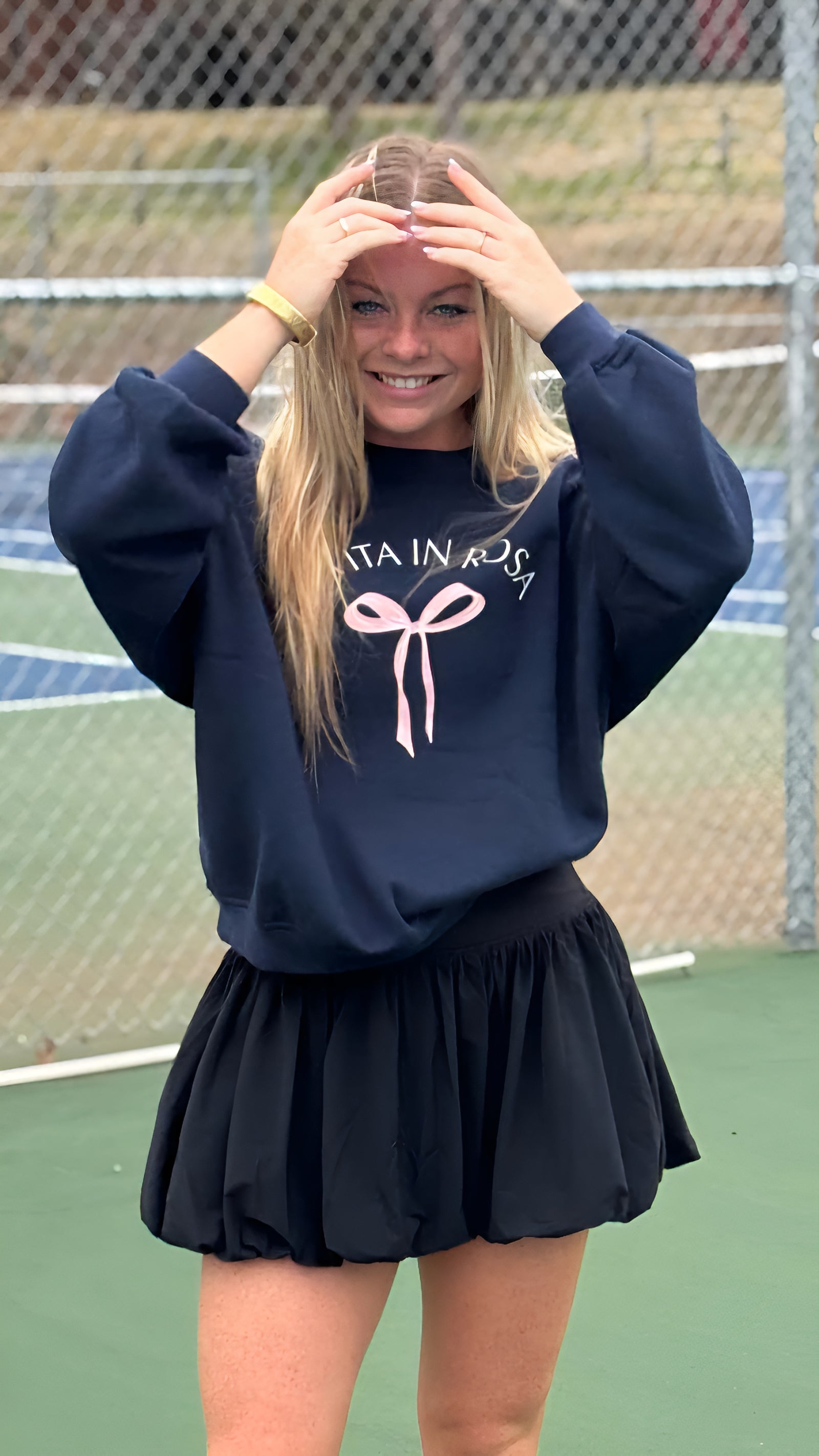 La Vita In Rosa Bow Navy Sweatshirt