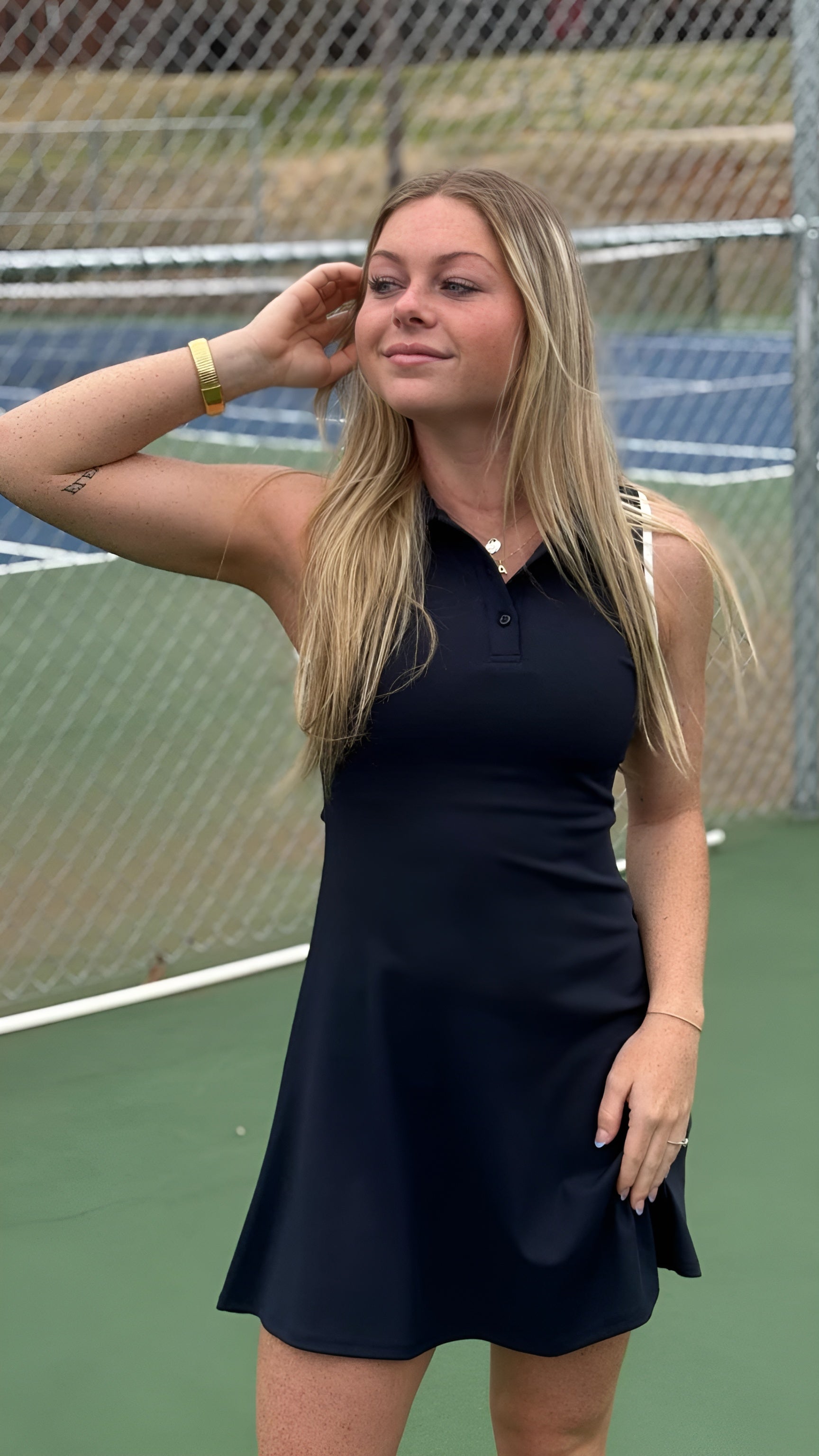 Sleeveless Polo Mini Dress in Navy