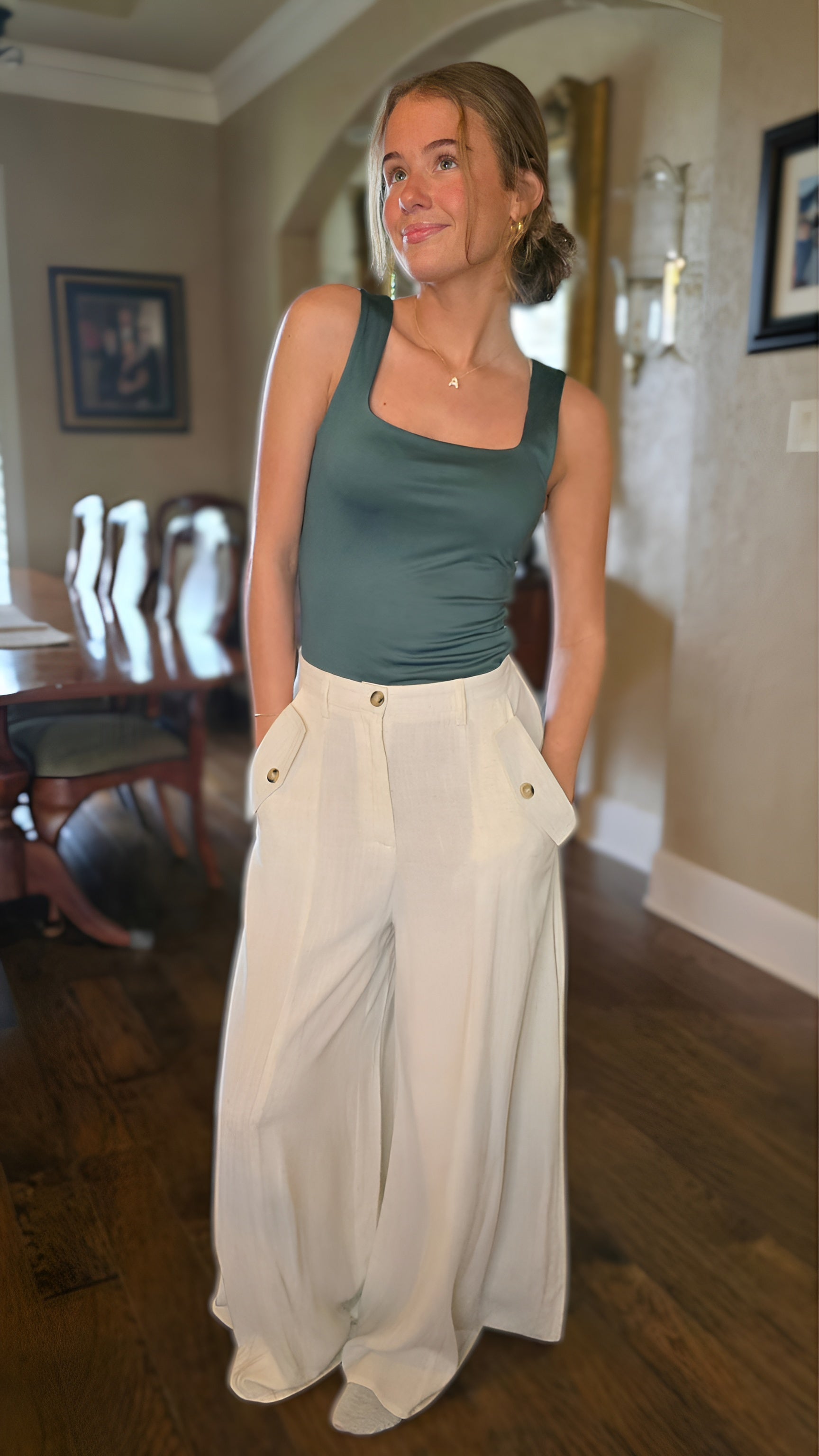 High Waist Wide Leg Linen Blend Pant in 2 Colors