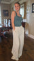 High Waist Wide Leg Linen Blend Pant in 2 Colors