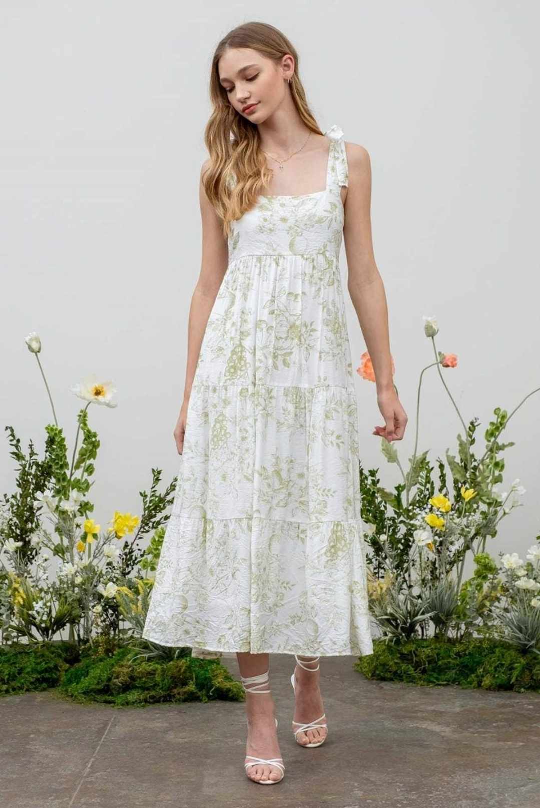 Fruit Blossom Tiered Midi Dress in 2 Colors