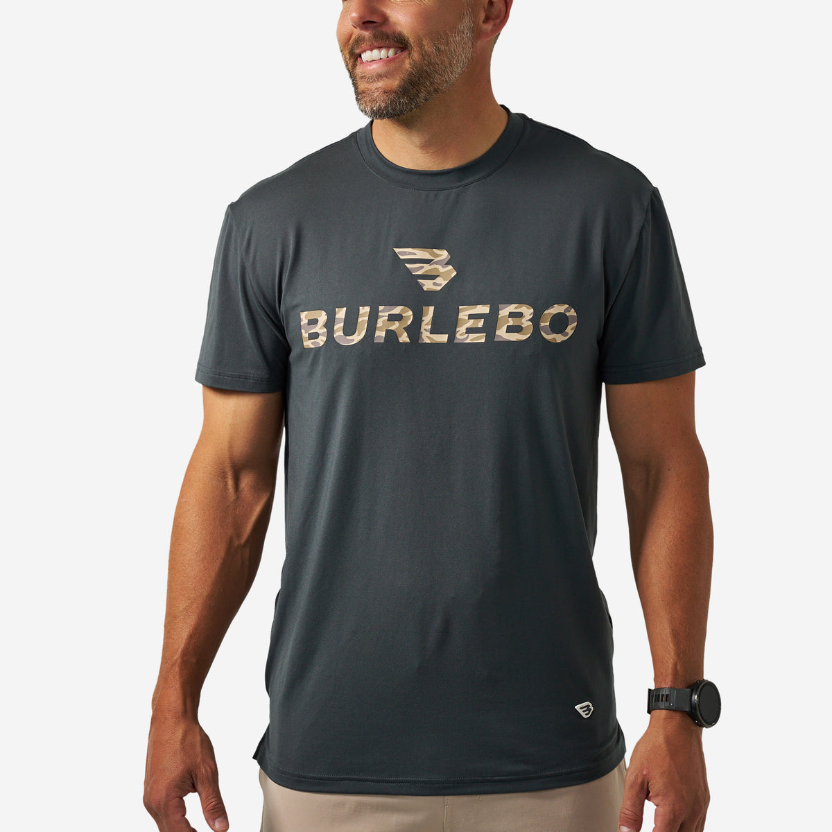 Burlebo Go To Tee Flying B Logo Gun Metal Grey &amp; Gauge Camo