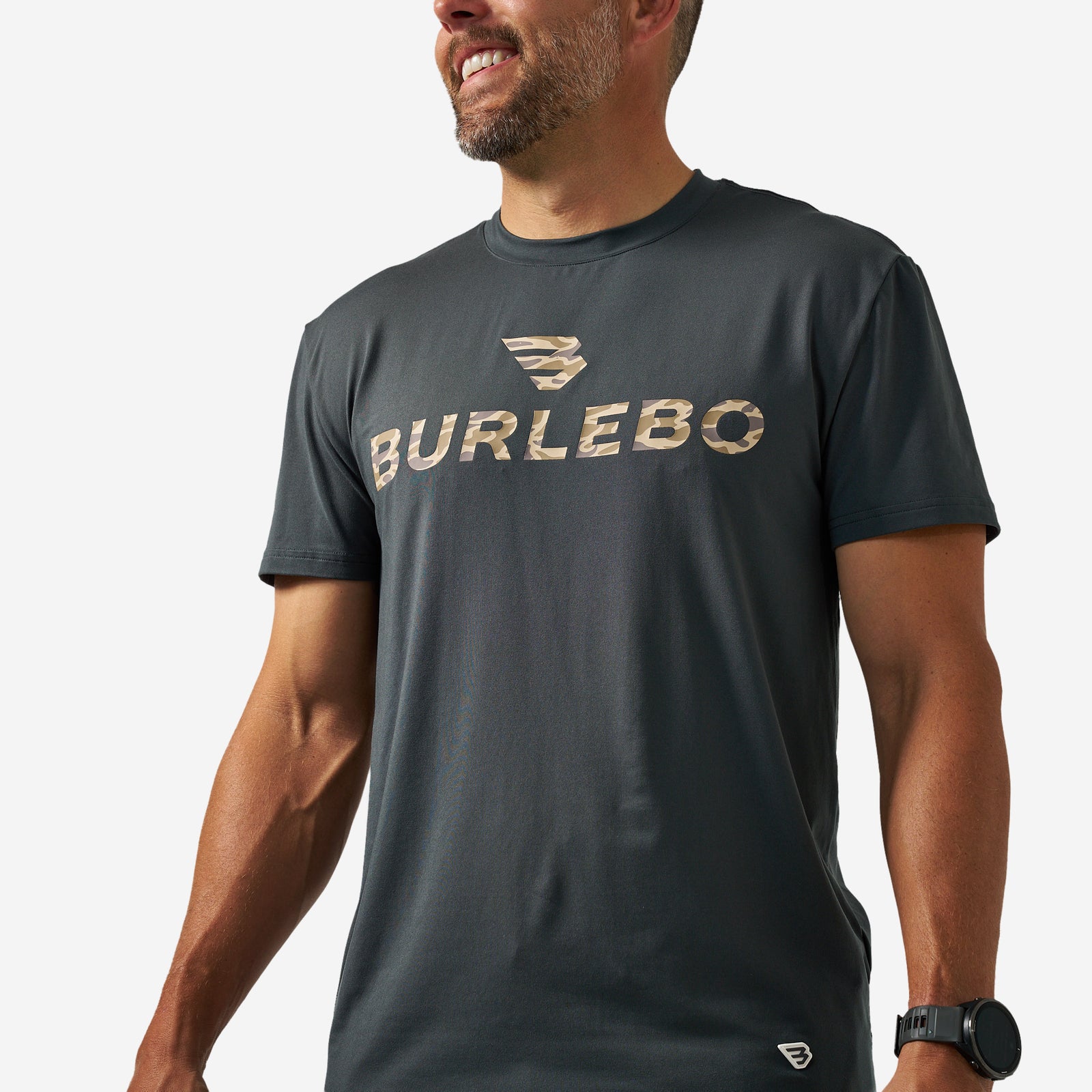 Burlebo Go To Tee Flying B Logo Gun Metal Grey & Gauge Camo