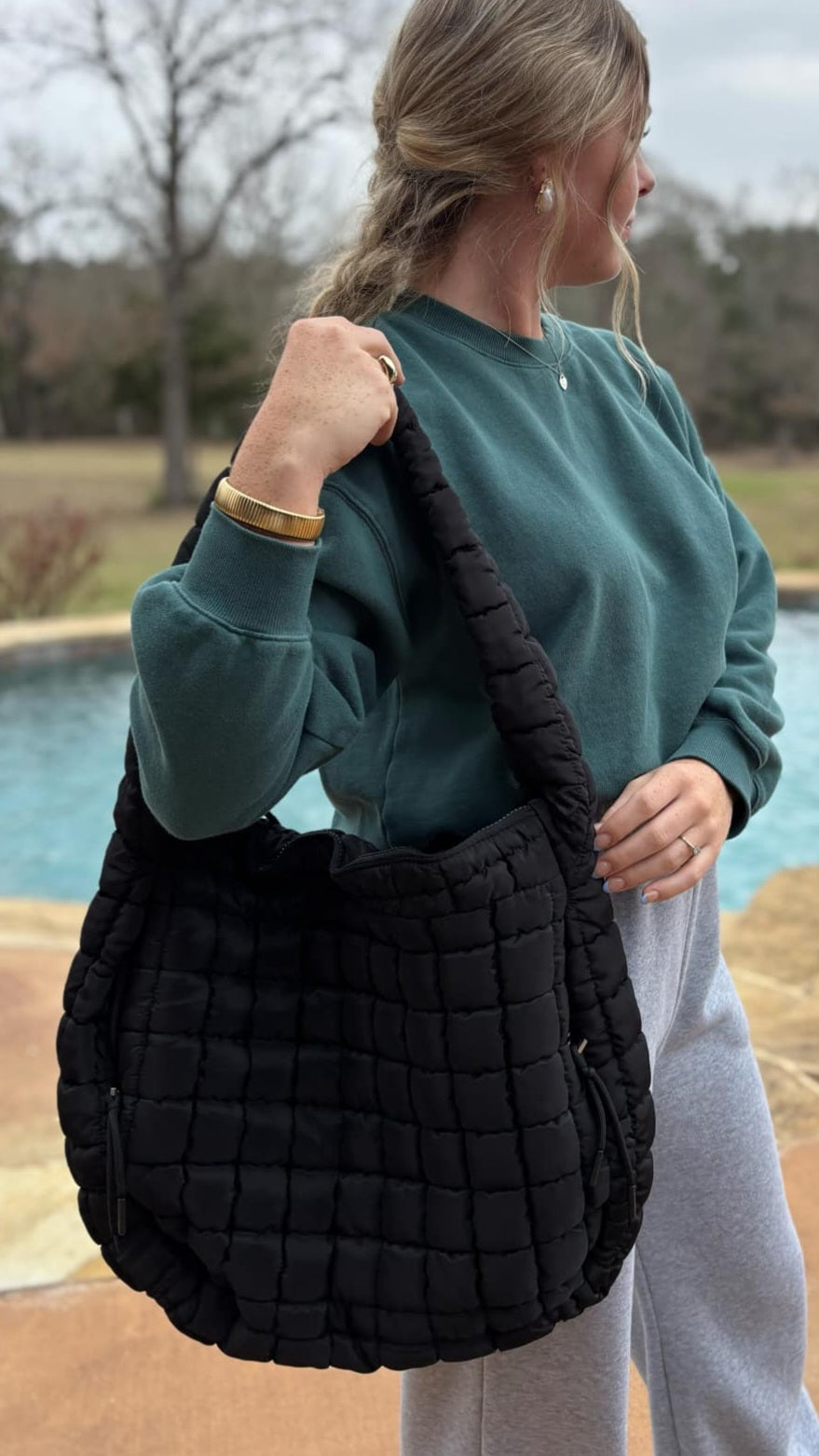 Oversized Quilted Hobo Tote in 3 Colors