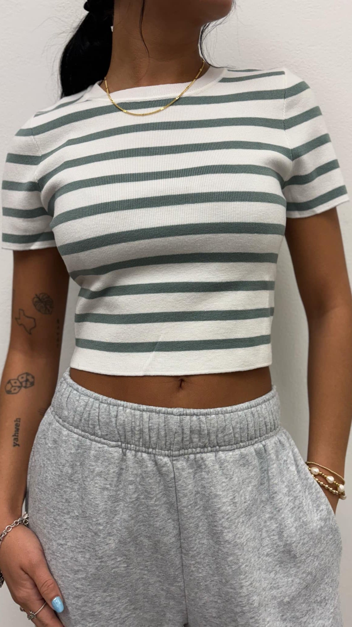 Striped Short Sleeve Crew Neck Top in 4 Colors