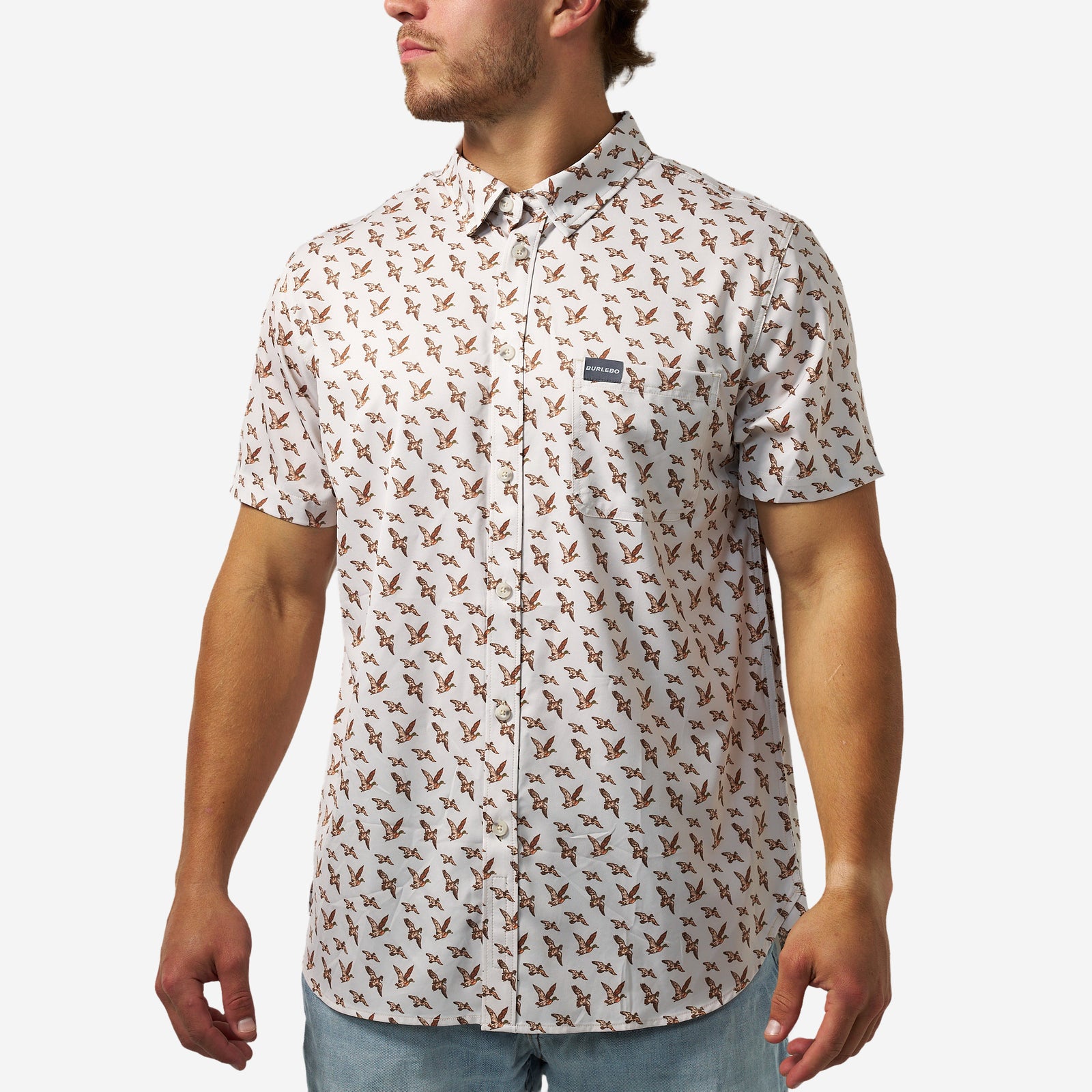 Burlebo Performance Button Up Mallards Flying In