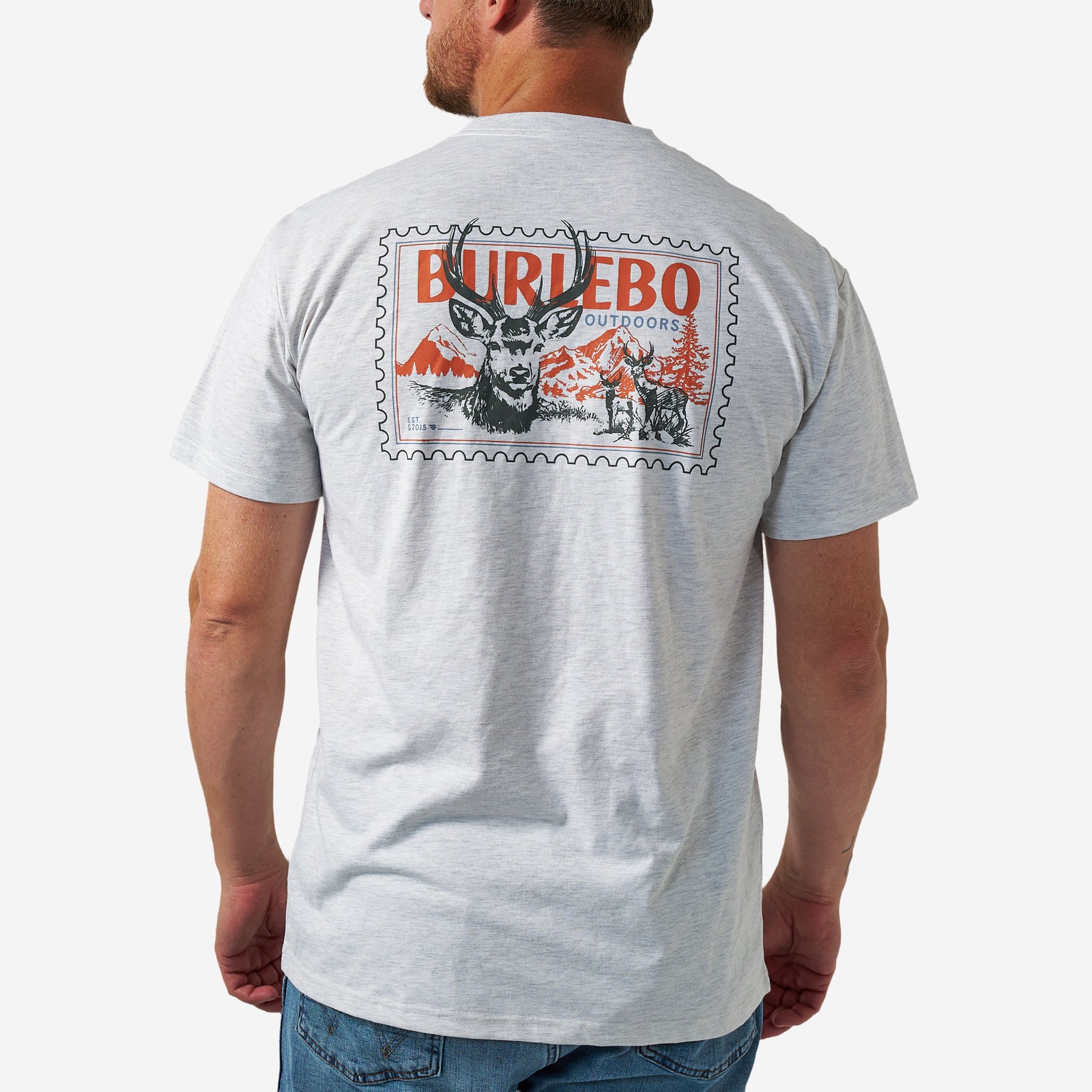 Burlebo Adult Short Sleeve Tee Buck Stamp Ash Grey