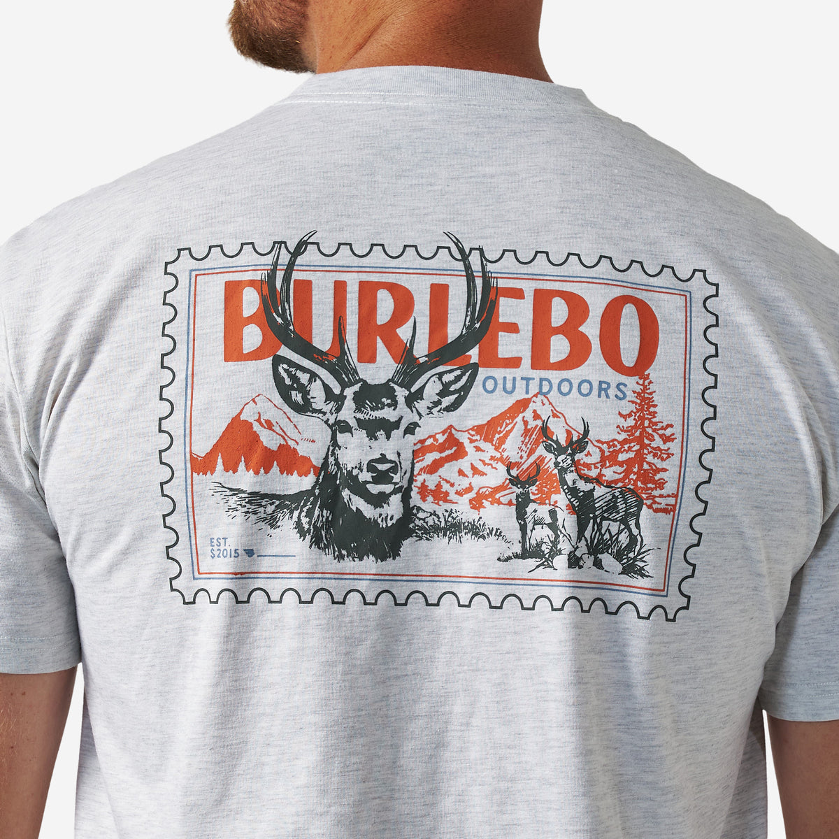 Burlebo Adult Short Sleeve Tee Buck Stamp Ash Grey