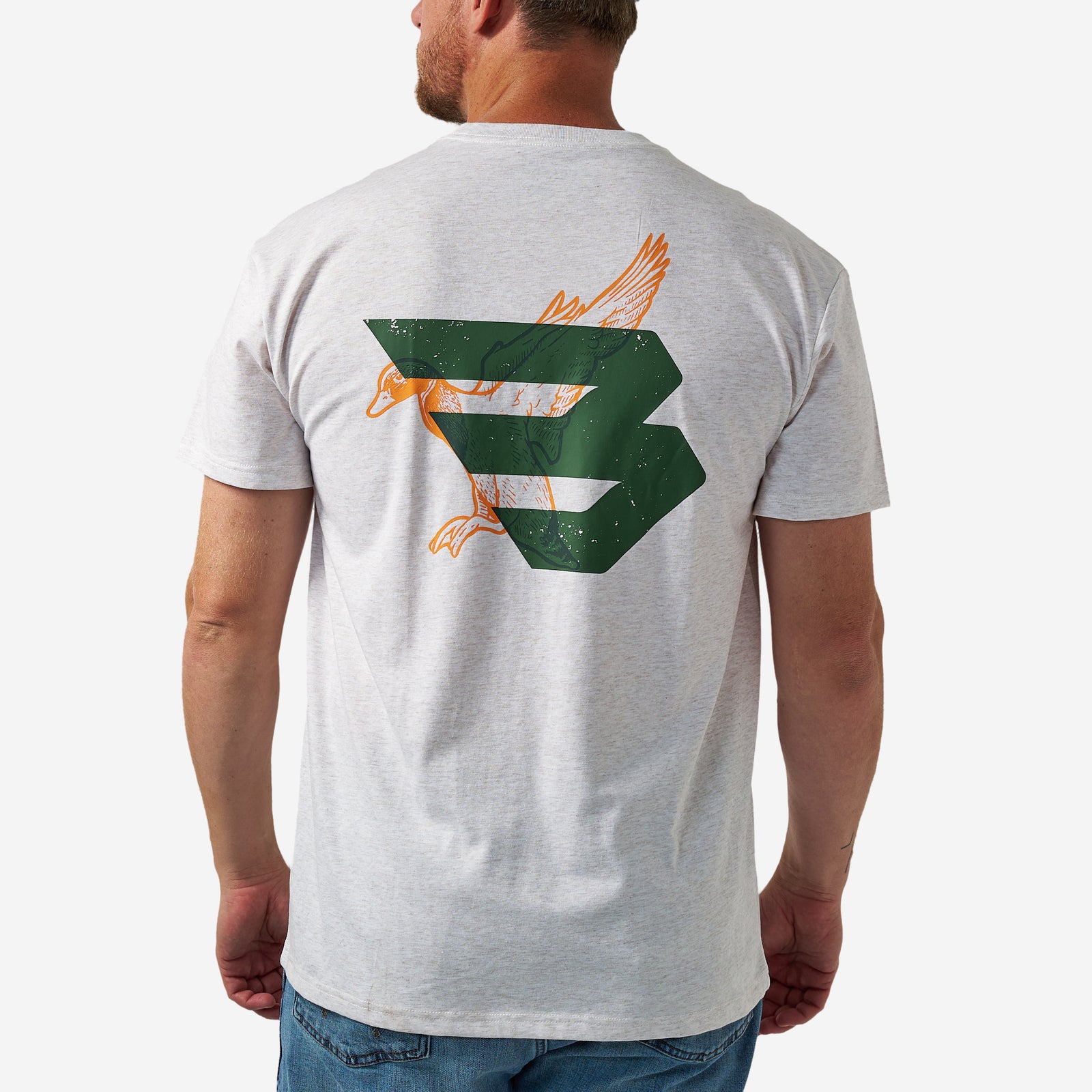 Burlebo Adult Short Sleeve Tee Duck Flying B Logo Oatmeal