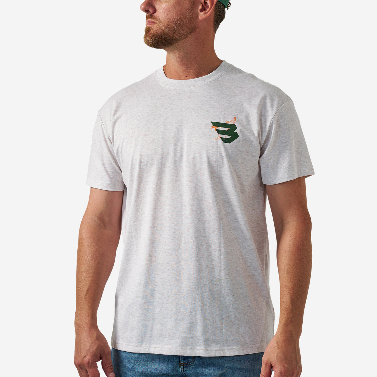 Burlebo Adult Short Sleeve Tee Duck Flying B Logo Oatmeal