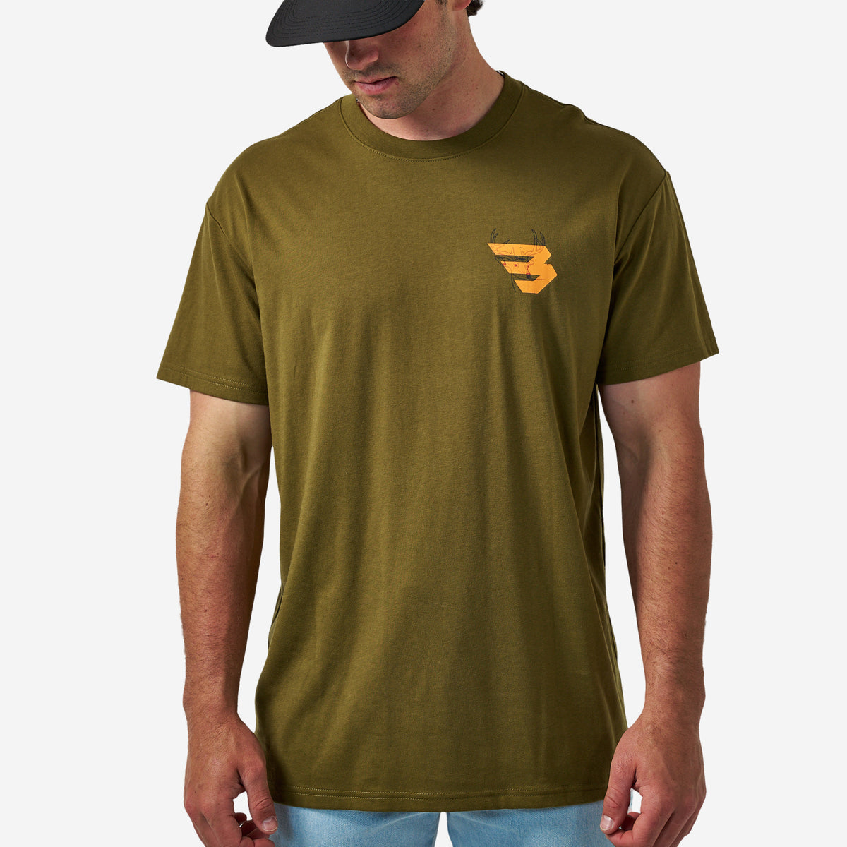 Burlebo Adult Short Sleeve Tee Deer Flying B Logo Hunter Green
