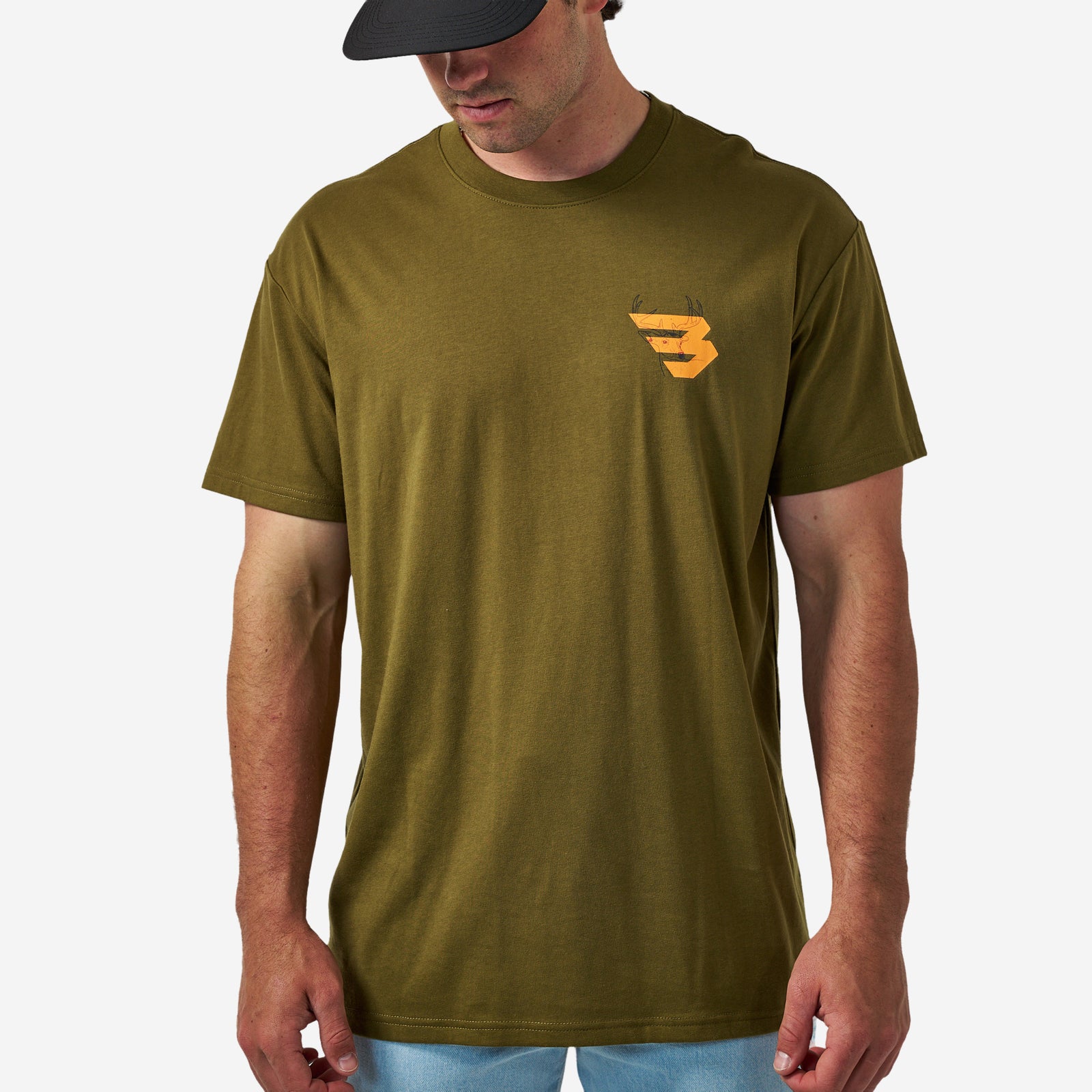 Burlebo Adult Short Sleeve Tee Deer Flying B Logo Hunter Green