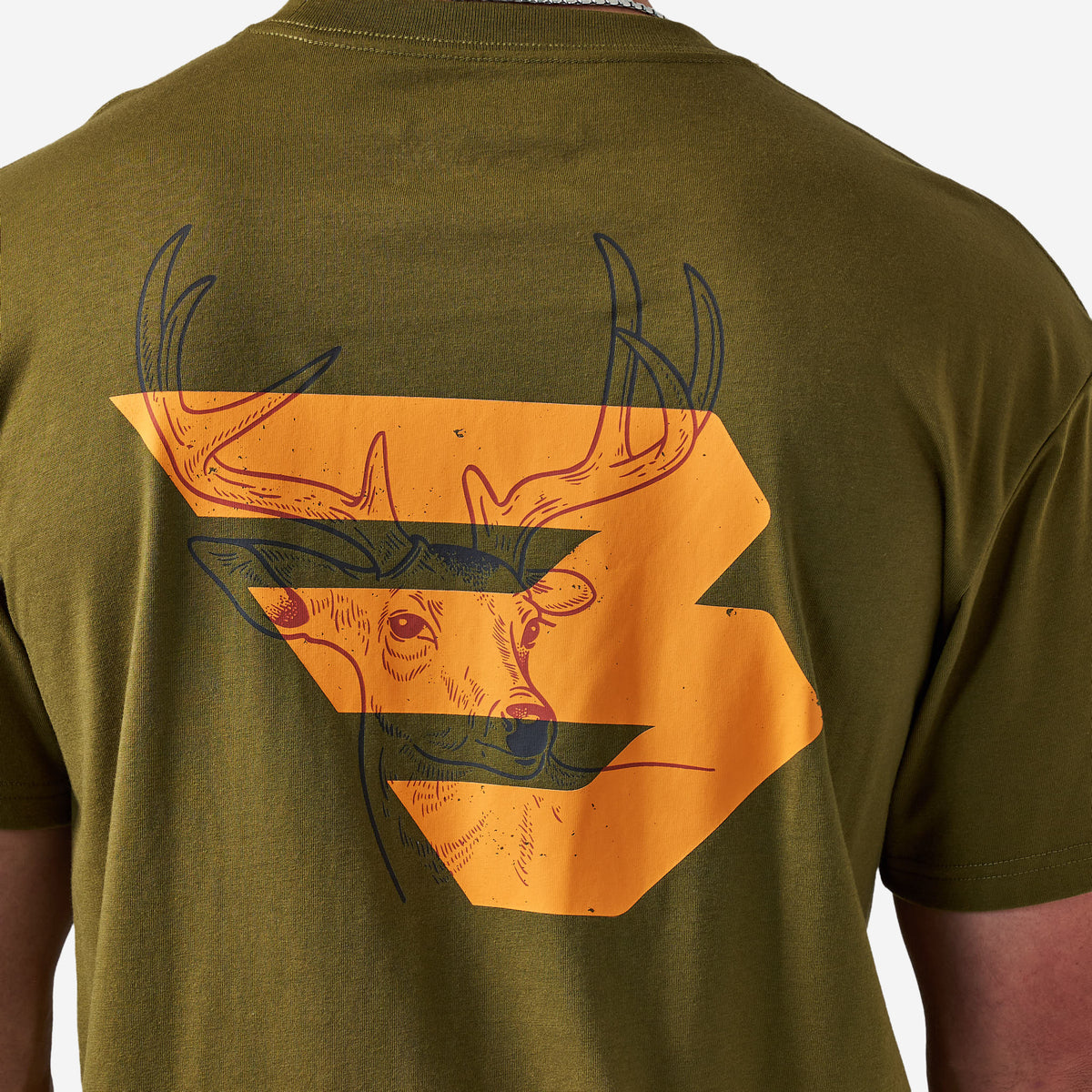 Burlebo Adult Short Sleeve Tee Deer Flying B Logo Hunter Green