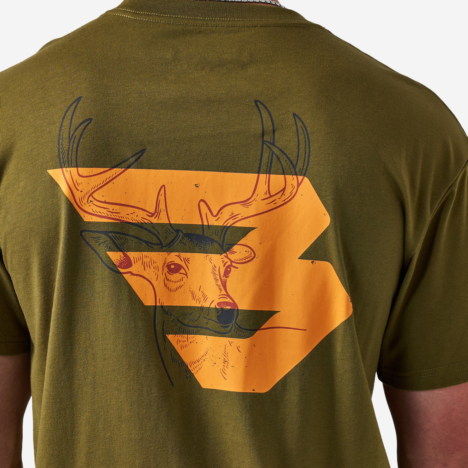 Burlebo Adult Short Sleeve Tee Deer Flying B Logo Hunter Green