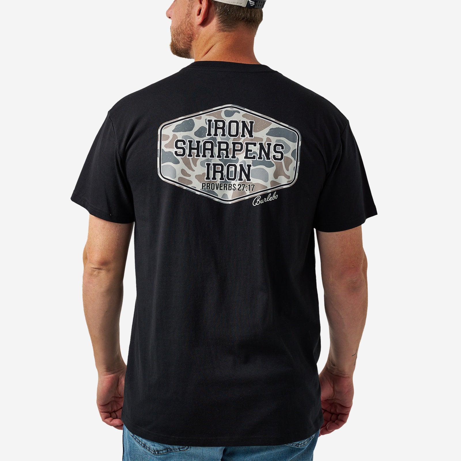Burlebo Adult Short Sleeve Tee Iron Sharpens Iron Black