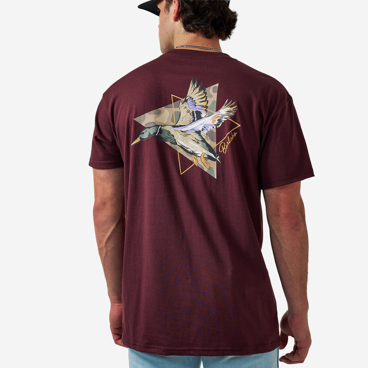 Burlebo Adult Short Sleeve Tee Pintail Triangle Duck Maroon