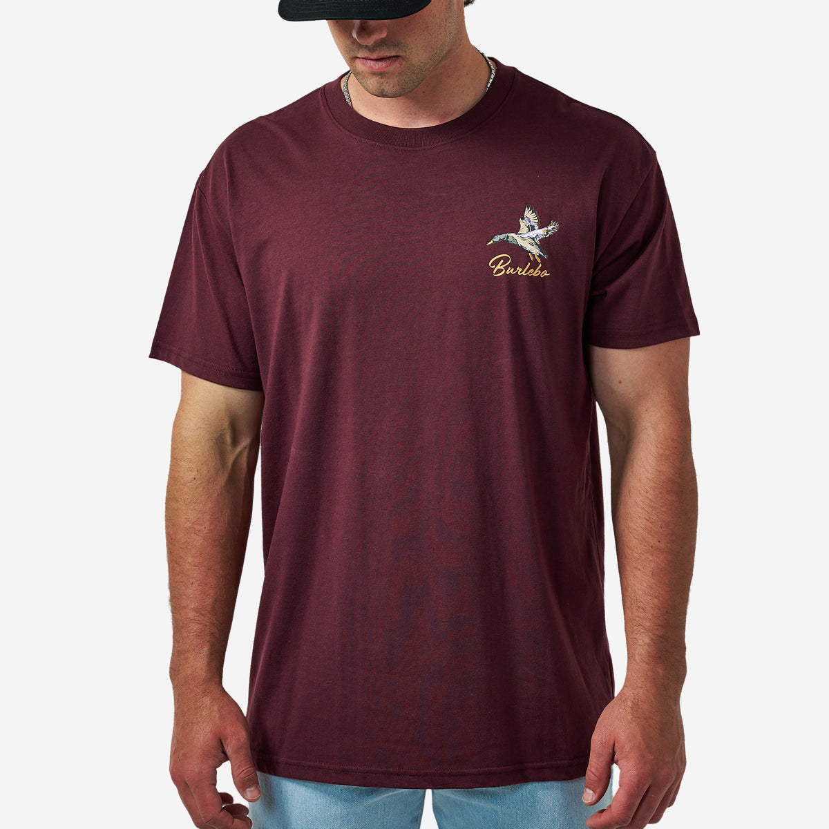 Burlebo Adult Short Sleeve Tee Pintail Triangle Duck Maroon