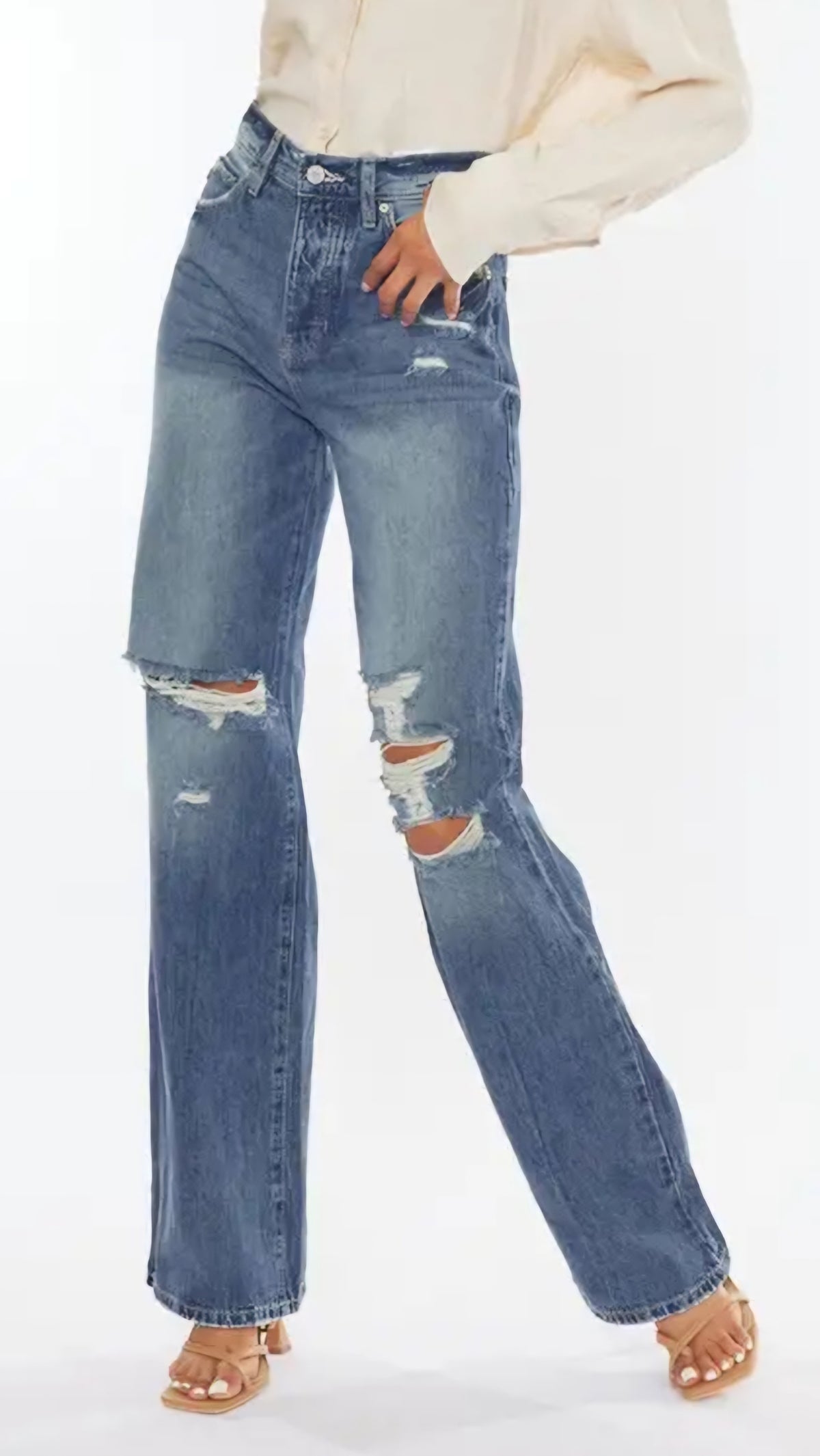 Kancan Ultra High Rise 90&#39;s Wide Leg Flare Jean KC8682