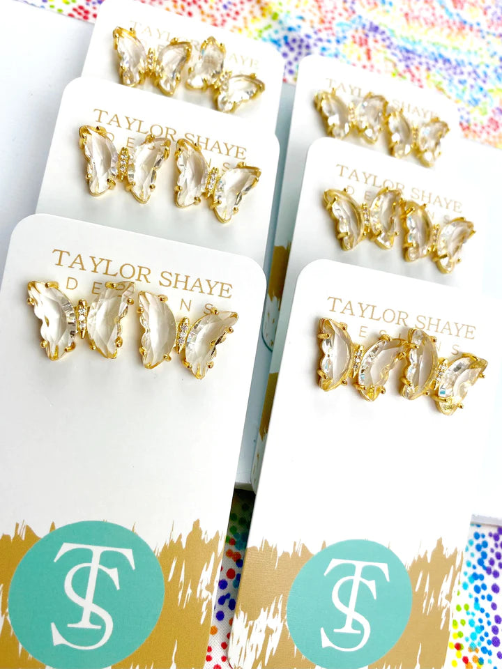 Taylor Shae Butterfly Crystal Studs