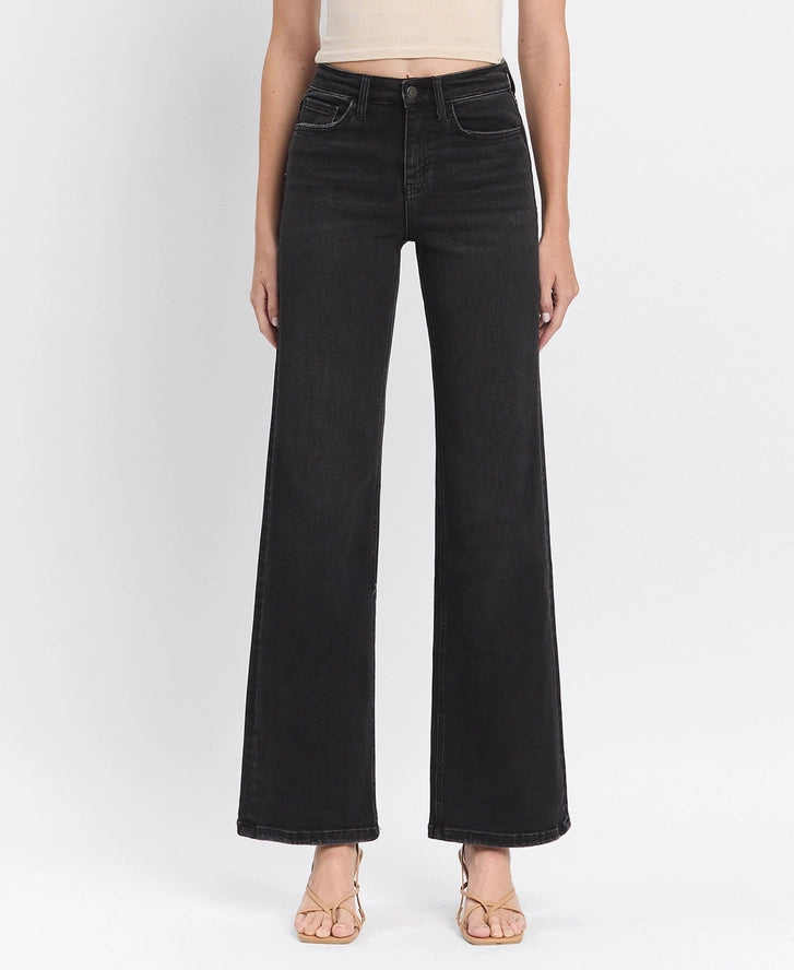Flying Monkey High Rise Loose Fit Jeans Black F5296