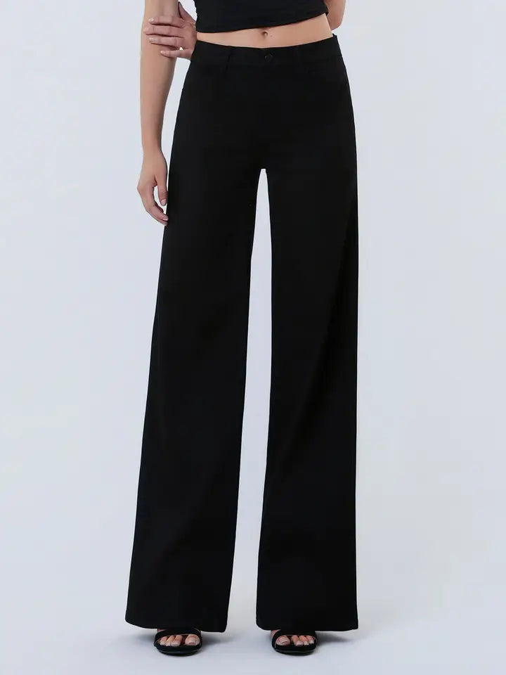 Flying Monkey High Rise Trouser Black Wide Leg F6402