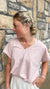 Casual V-Neck Short Sleeve Relaxed Fit Top in Blush Pink
